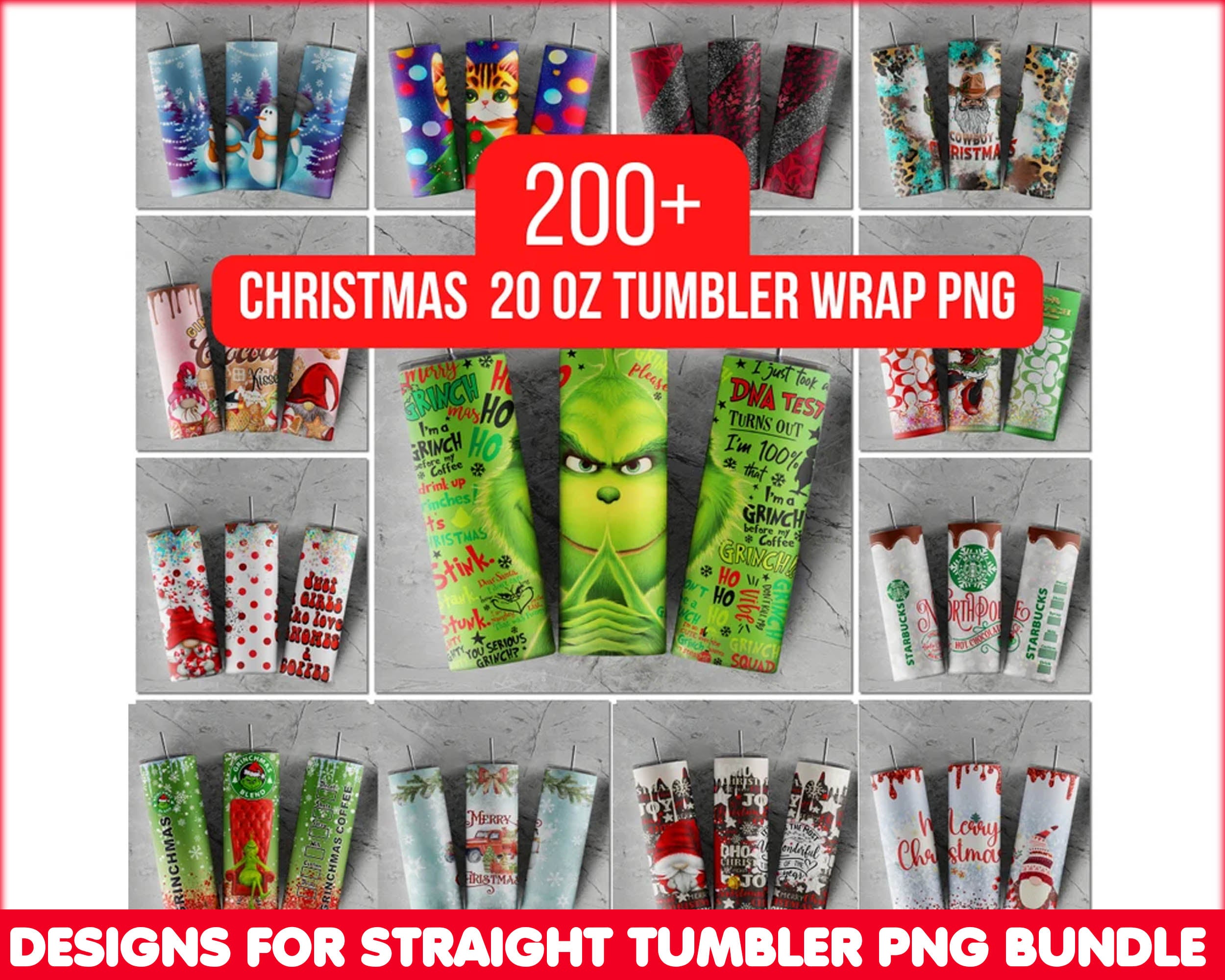 200+ Christmas Tumbler, 20oz Skinny Tumbler Sublimation, Christmas designs for Straight Tumbler PNG Instant Download CRM12112204