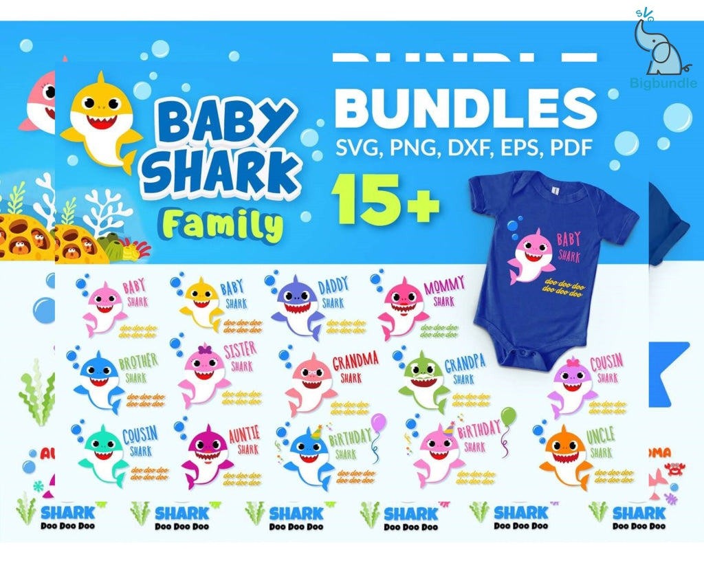 Baby shark svg bundle - Digital download
