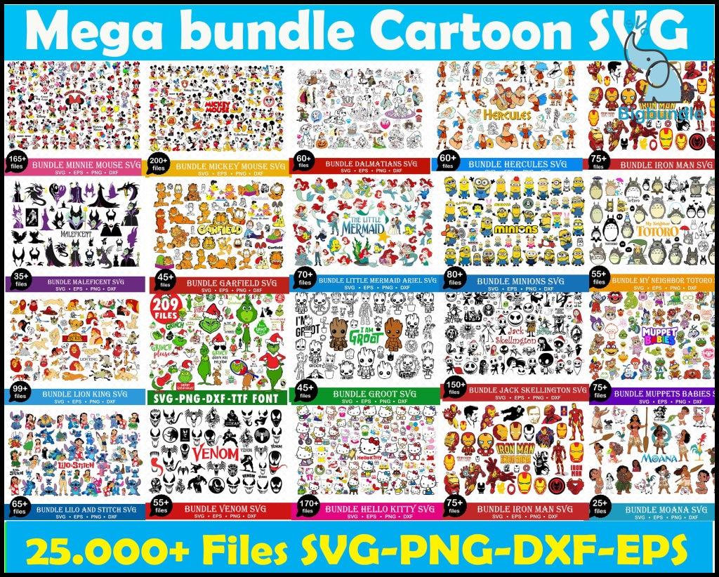 25k+ Cartoon SVG Mega Bundle for Cricut Silhouette, Cartoon SVG Mega Bundle, Cartoon Movies SVG Bundle