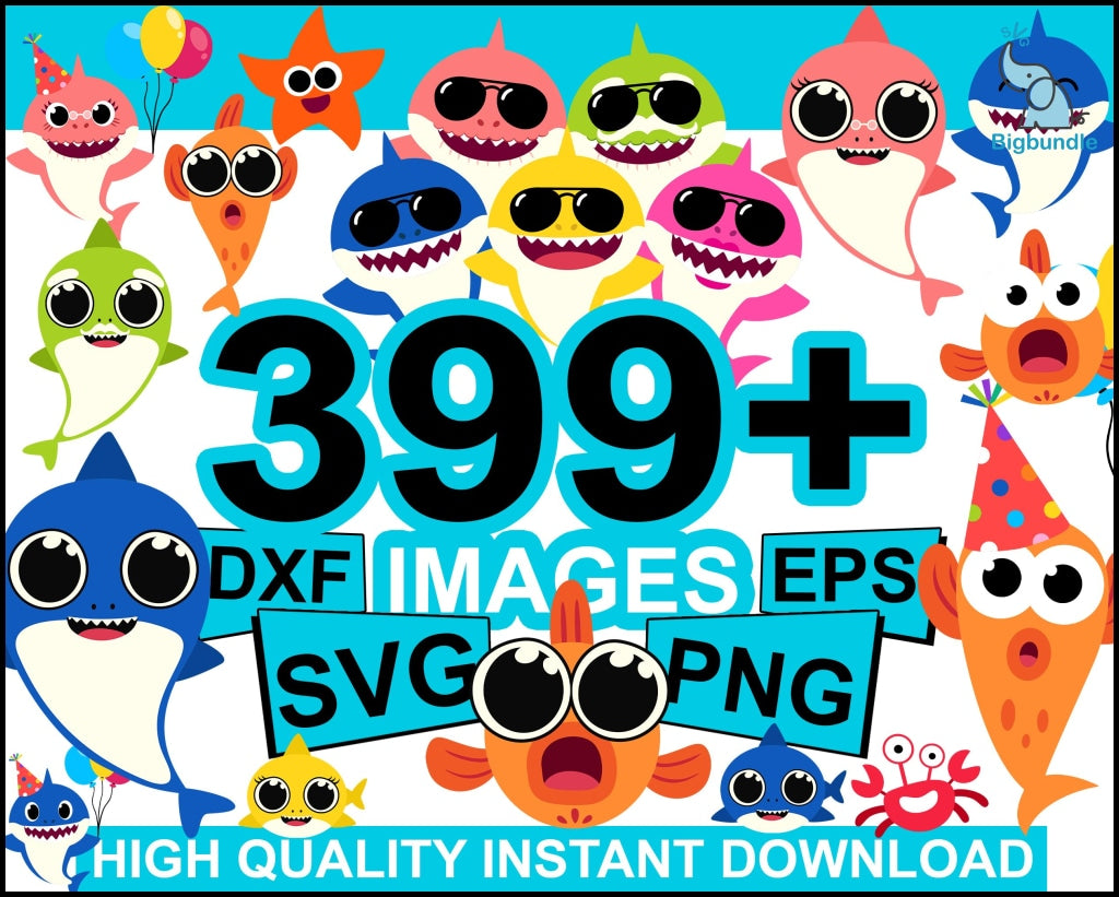 399+ Baby Shark SVG Mega Bundle, Bundle svg, eps, png, dxf
