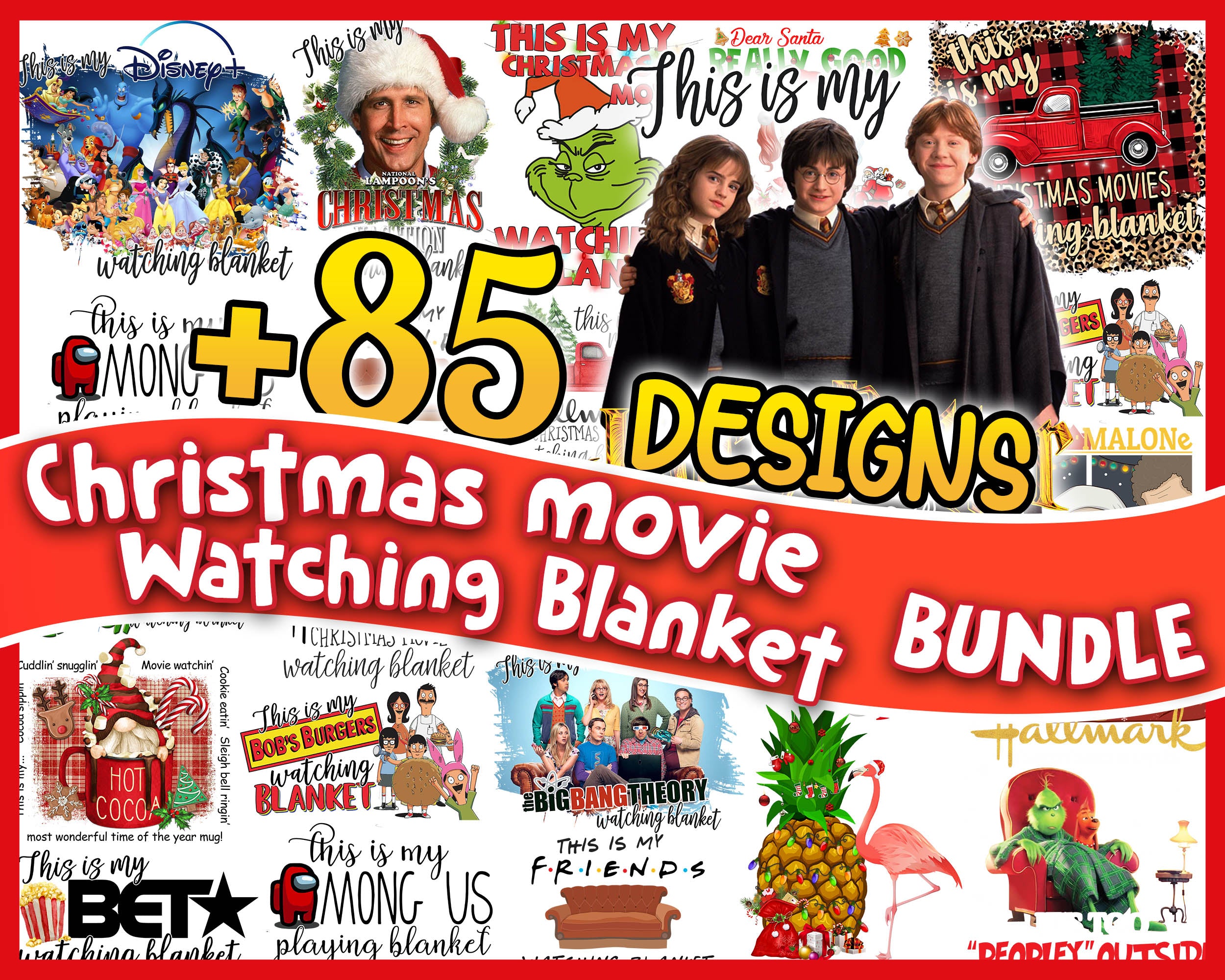 Version 2 - 85+ Christmas Movie Watching Blanket PNG | Sublimation File | Christmas Movies PNG | Digital files CRM29112210