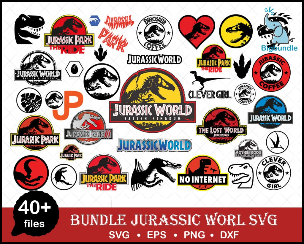 40+ Jurassic Park Bundle Svg Dinosaur Svg Font Cut File