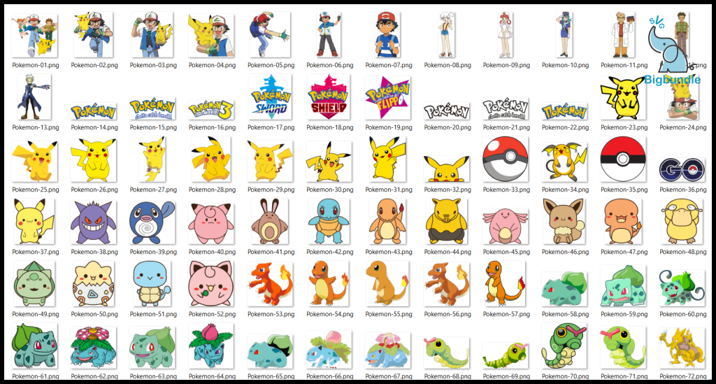 415+ Pokemon Svg Bundle Pikachu Clipart Vector Pokemon Cut File Svg