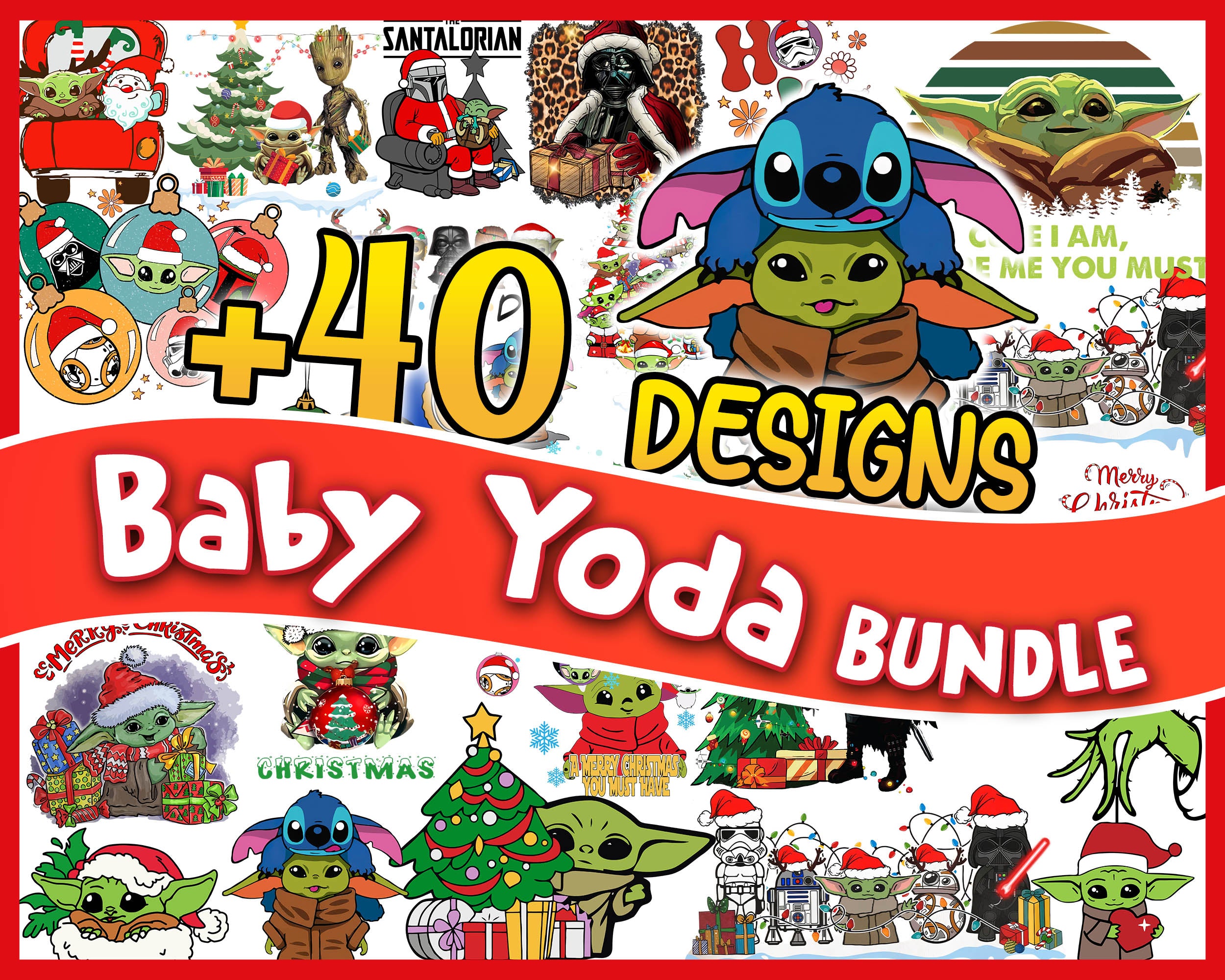 Version 2 - 40+ Baby Yoda Christmas PNG, Baby Grogu, Christmas digital bundle, PNG formats, Digital files CRM29112203