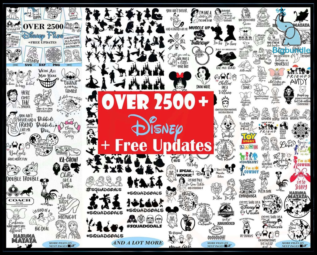 50K+ Disney Designs Fun Bundle Svg Big Svg And For Cricut Files Clipart Svg