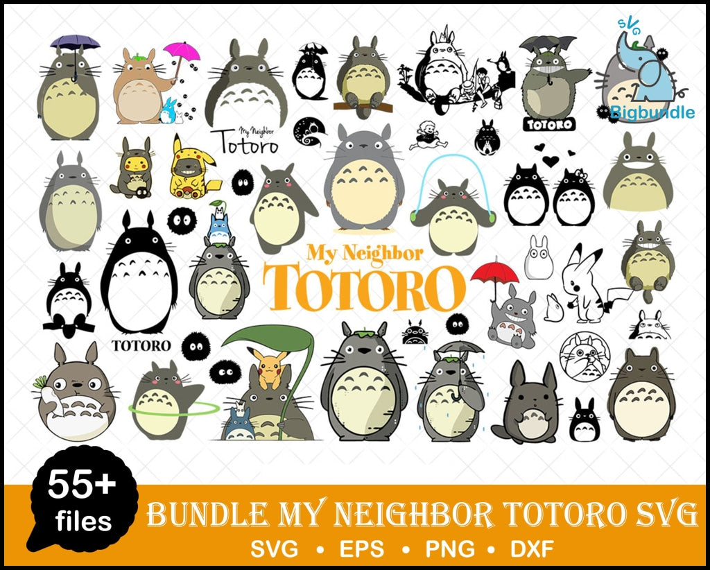 55+ Totoro Svg Bundle Png Dxf Files For Cricut Clipar Silhouette Digital Download Svg