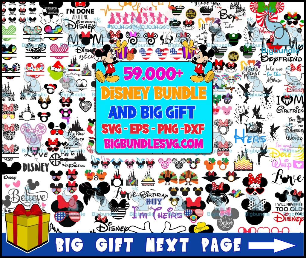 59k+ Mega bundle Disney designs, Fun Disney bundle, Disney svg bundle, Big bundle SVG and for cricut files, Clipart Svg