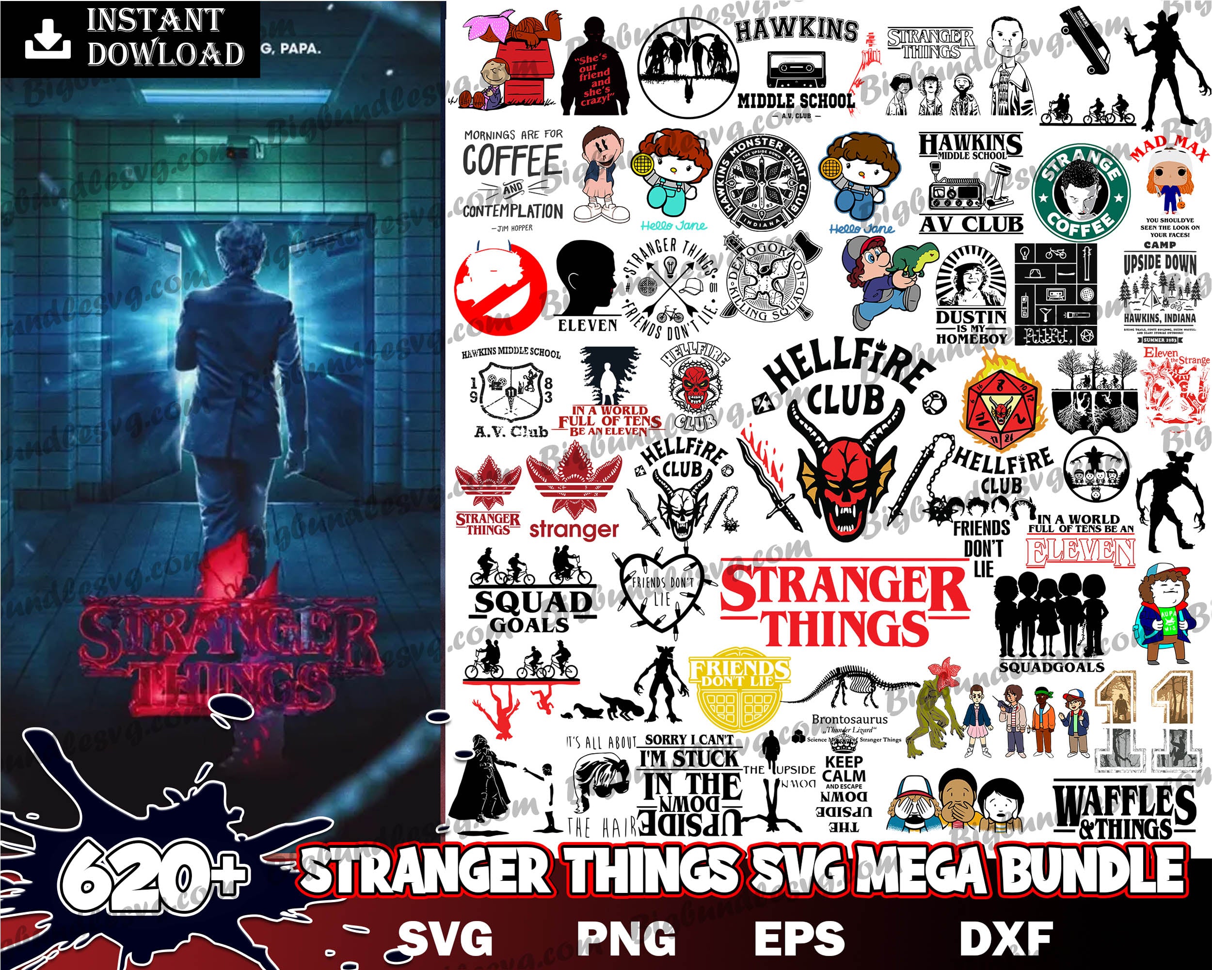 620+ Stranger Things SVG Bundle, Hellfire Club Svg - Digital download