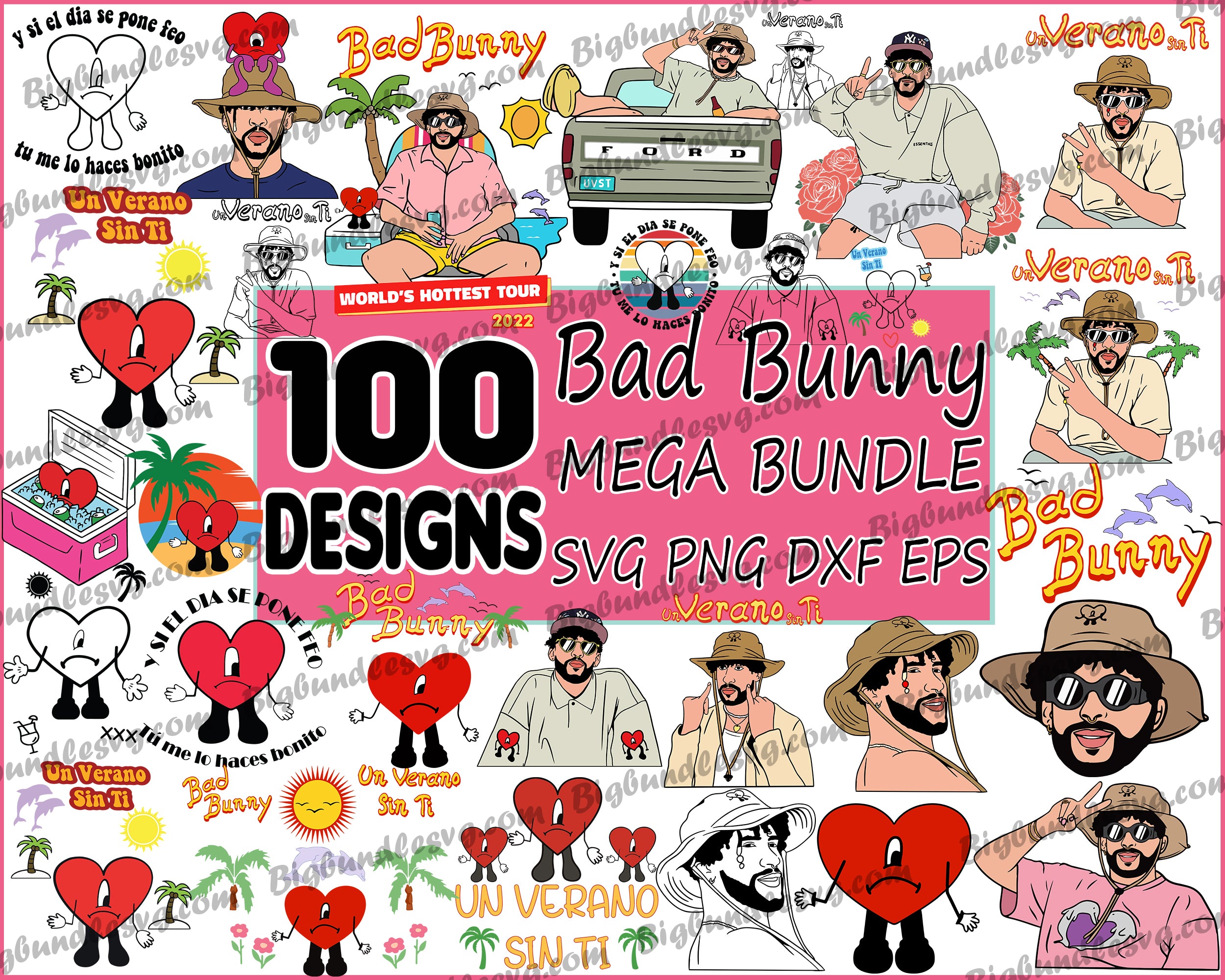 Bad Bunny SVG, 100 file Bundle bad bunny svg 2