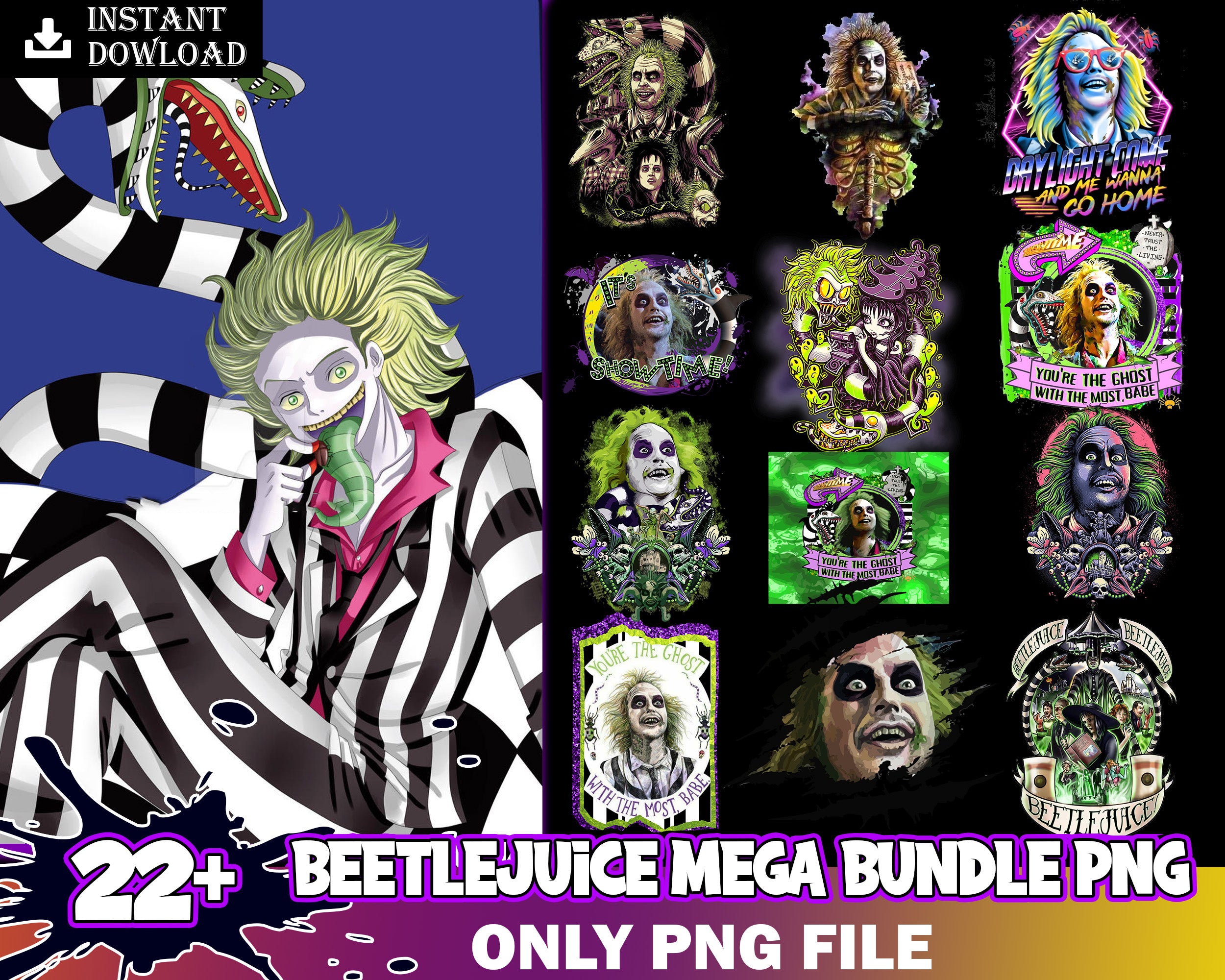 22+ Beetlejiuce bundle PNG, Halloween png images, Digital file, Digital download.
