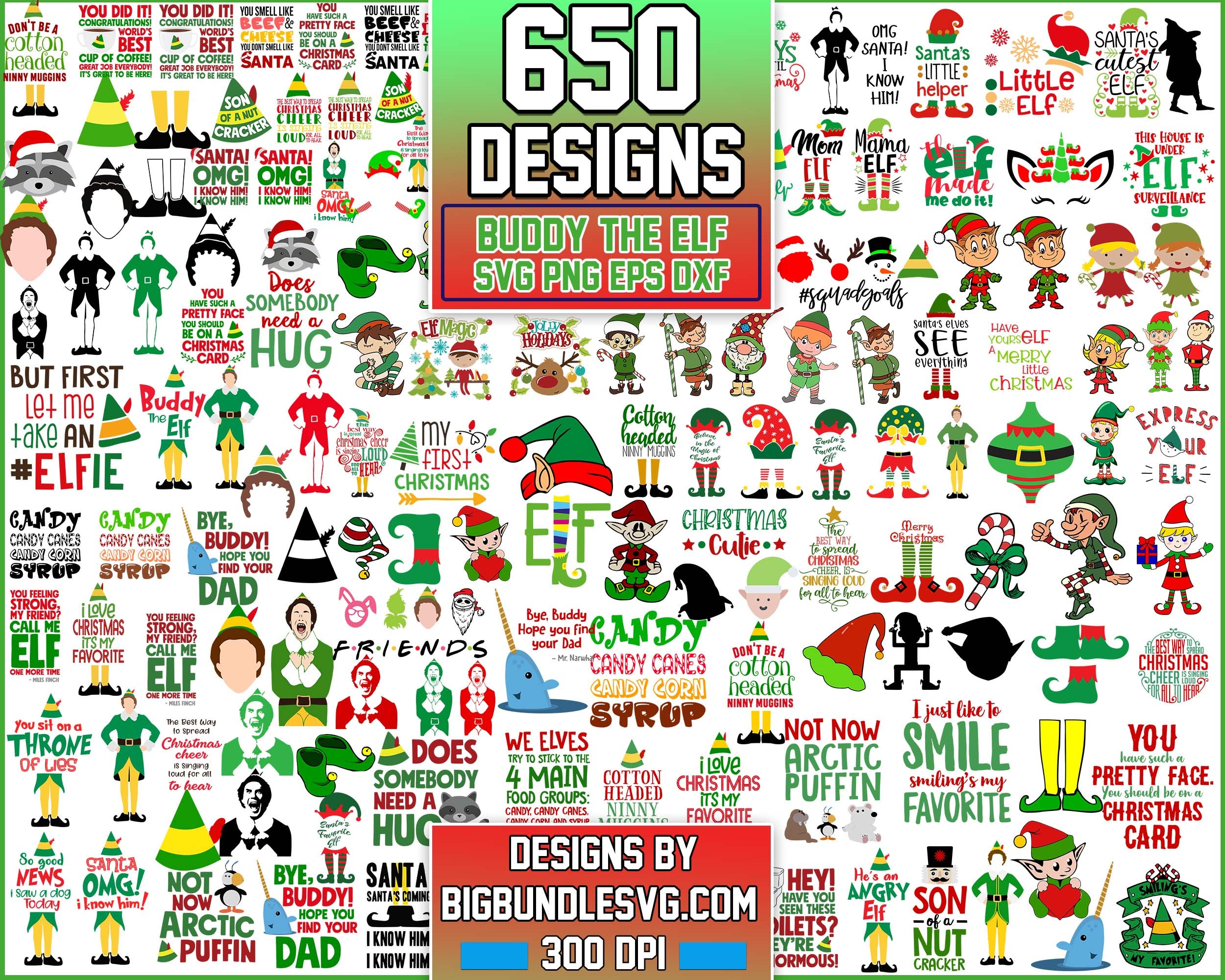 650+ Buddy The Elf SVG bundle, Christmas Friends SVG digital bundle, PNG EPS DXF formats, Digital files