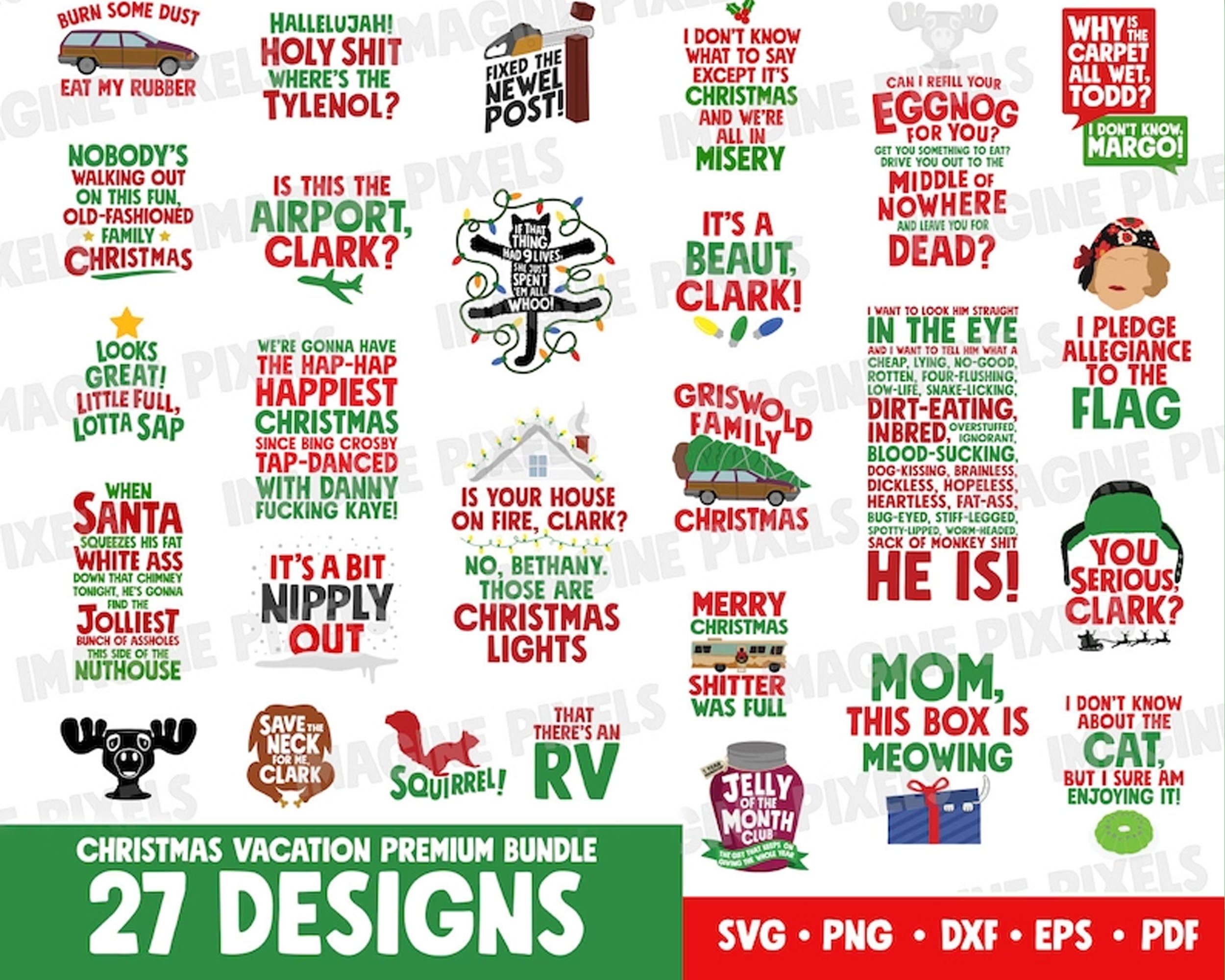 Christmas Vacation Bundle 27 Designs Layered SVG, Christmas Svg, Holiday Svg, Winter Svg, Christmas Sign Svg, Png Eps Dxf Pdf CRM24112206