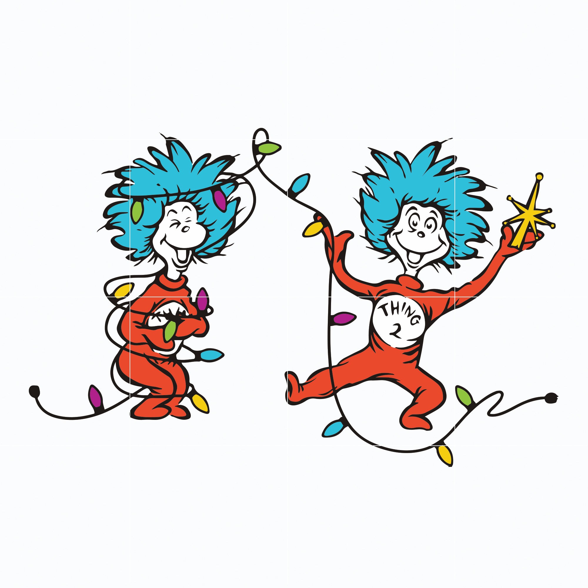 Dr seuss Christmas Thing Lights, Thing 1 Thing 2 svg, dr svg, png, dxf, eps file