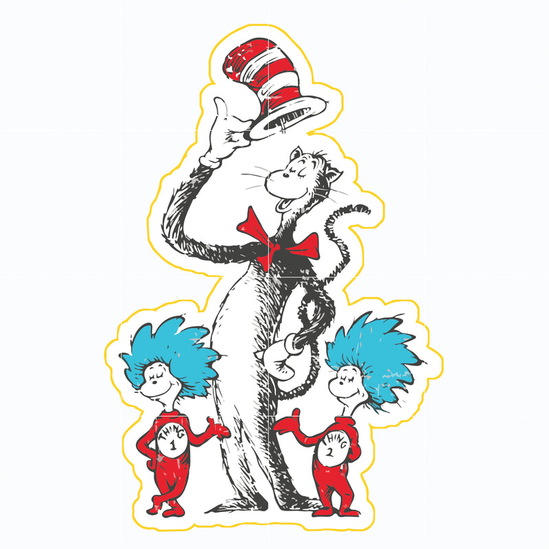 The Cat in the Hat svg, Cat and the thing svg, dr svg, png, dxf, eps f