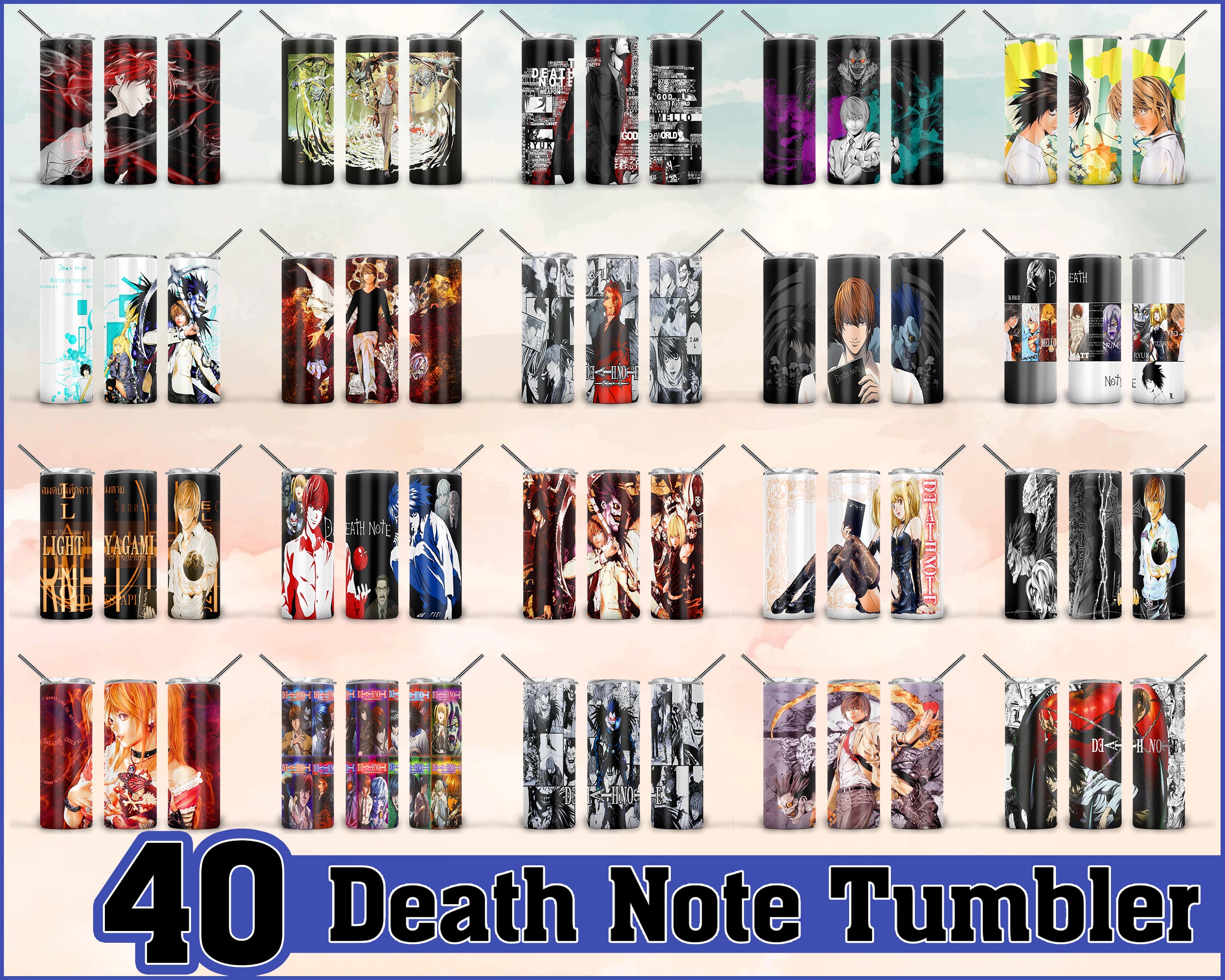 Death Note Tumbler - Death Note PNG - Tumbler design - Digital download