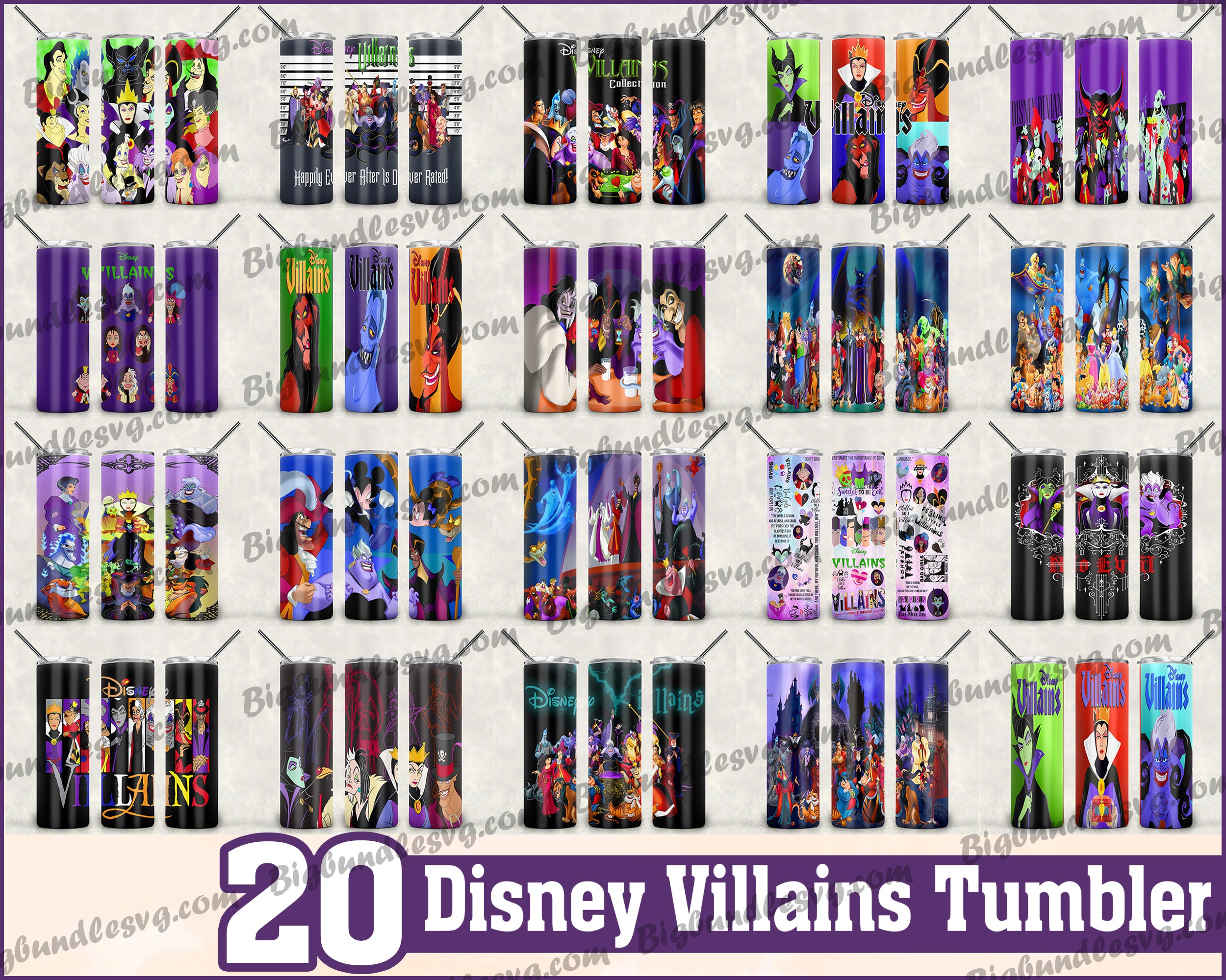 Disney Villains Tumbler - Disney Villains PNG - Tumbler design - Digital download