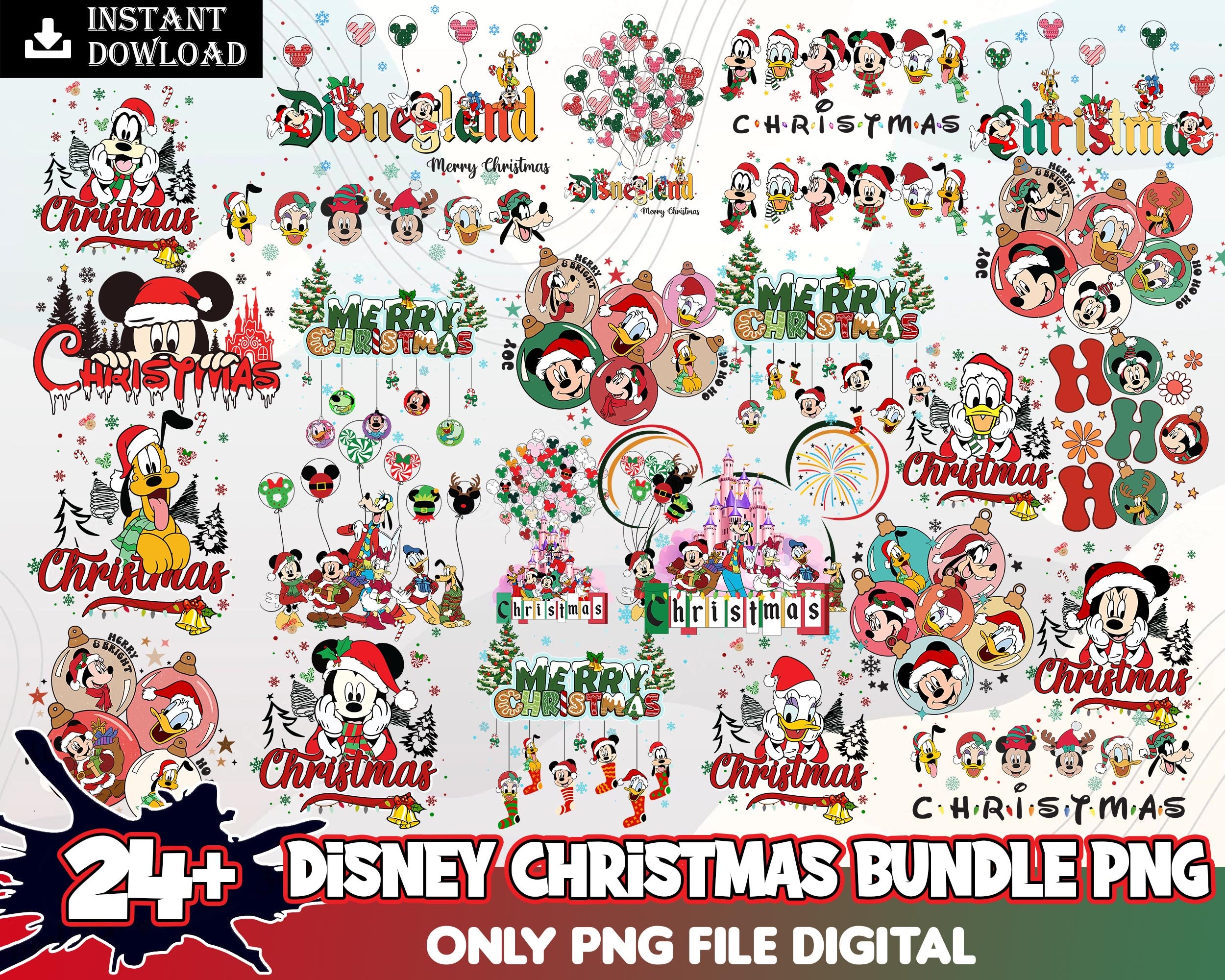 24+ Christmas Disney PNG Bundle, Christmas png, Holiday png, Winter png, Christmas Sign Svg, Christmas Quotes, Cut File, Cricut, Silhouette