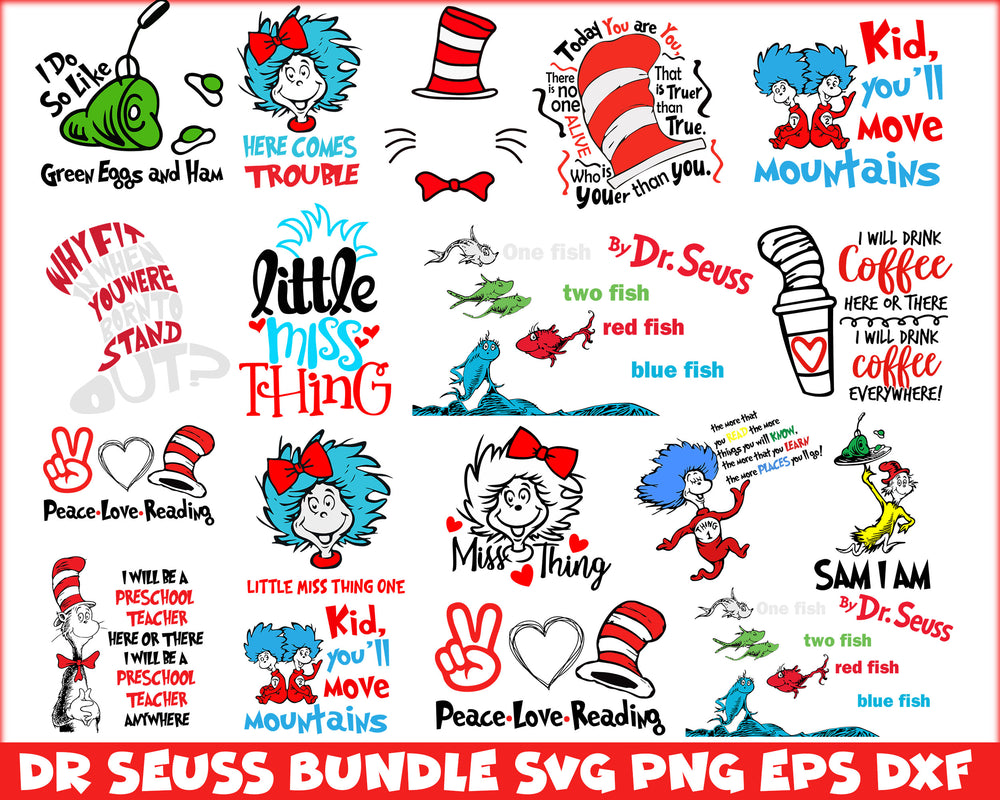 Bundle 1 - Dr Seuss Svg, Cat In The Hat SVG, Dr Seuss Hat SVG, Green E