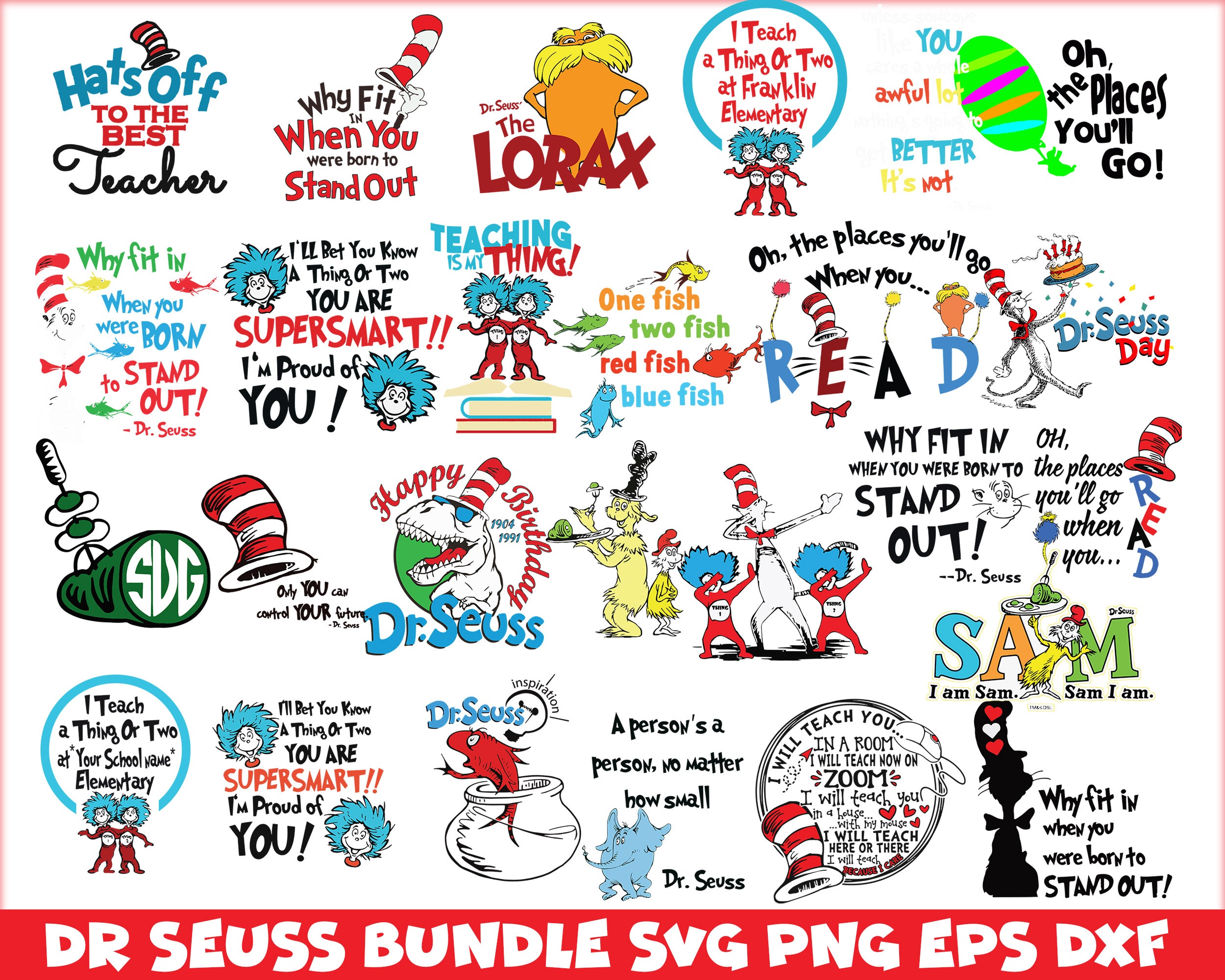 Bundle 17 - Dr Seuss Svg, Cat In The Hat SVG, Dr Seuss Hat SVG, Green