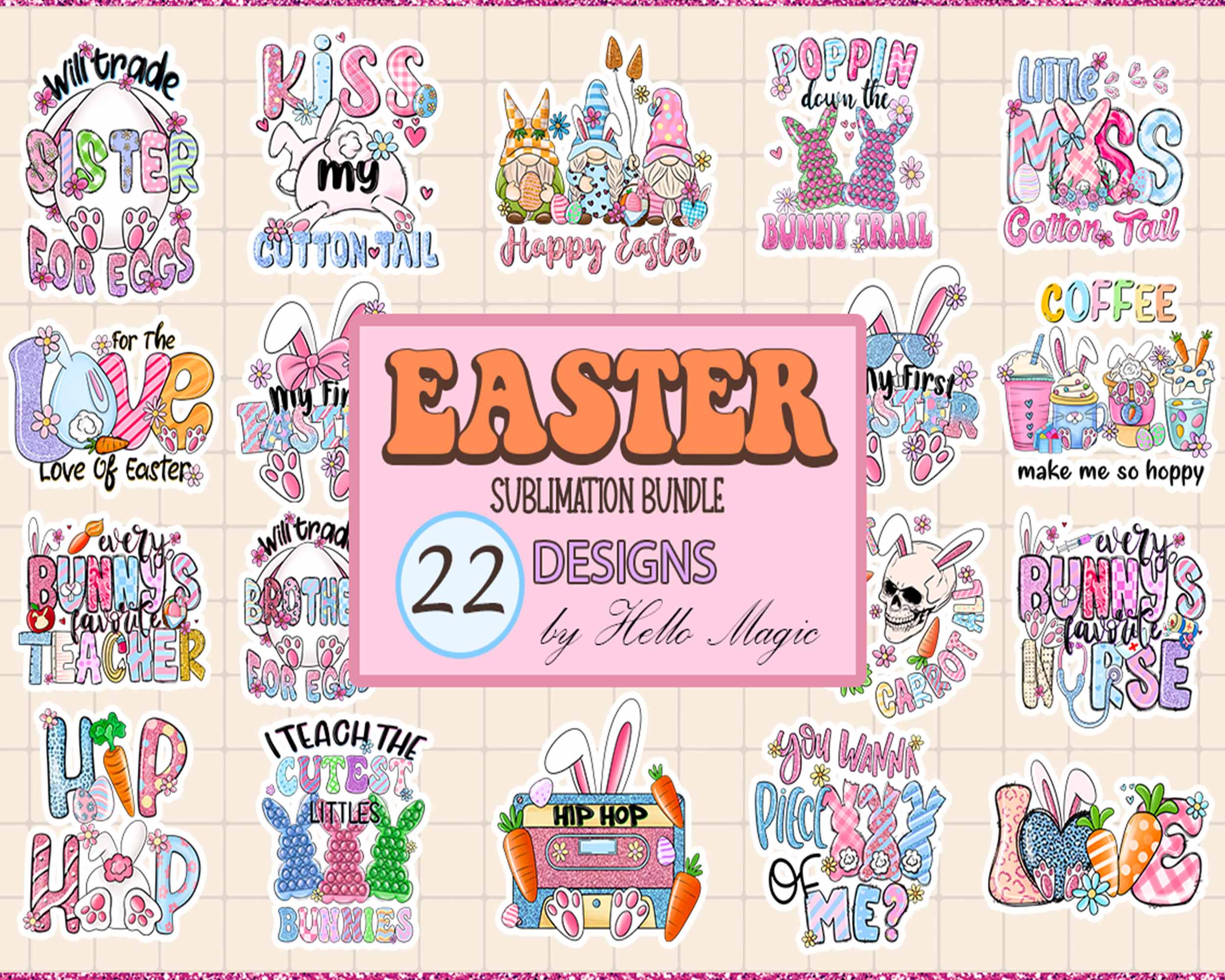 Version 2 - 22 Easter PNG,  Easter bundle, Easter eggs png, Funny Easter png, Easter sublimation