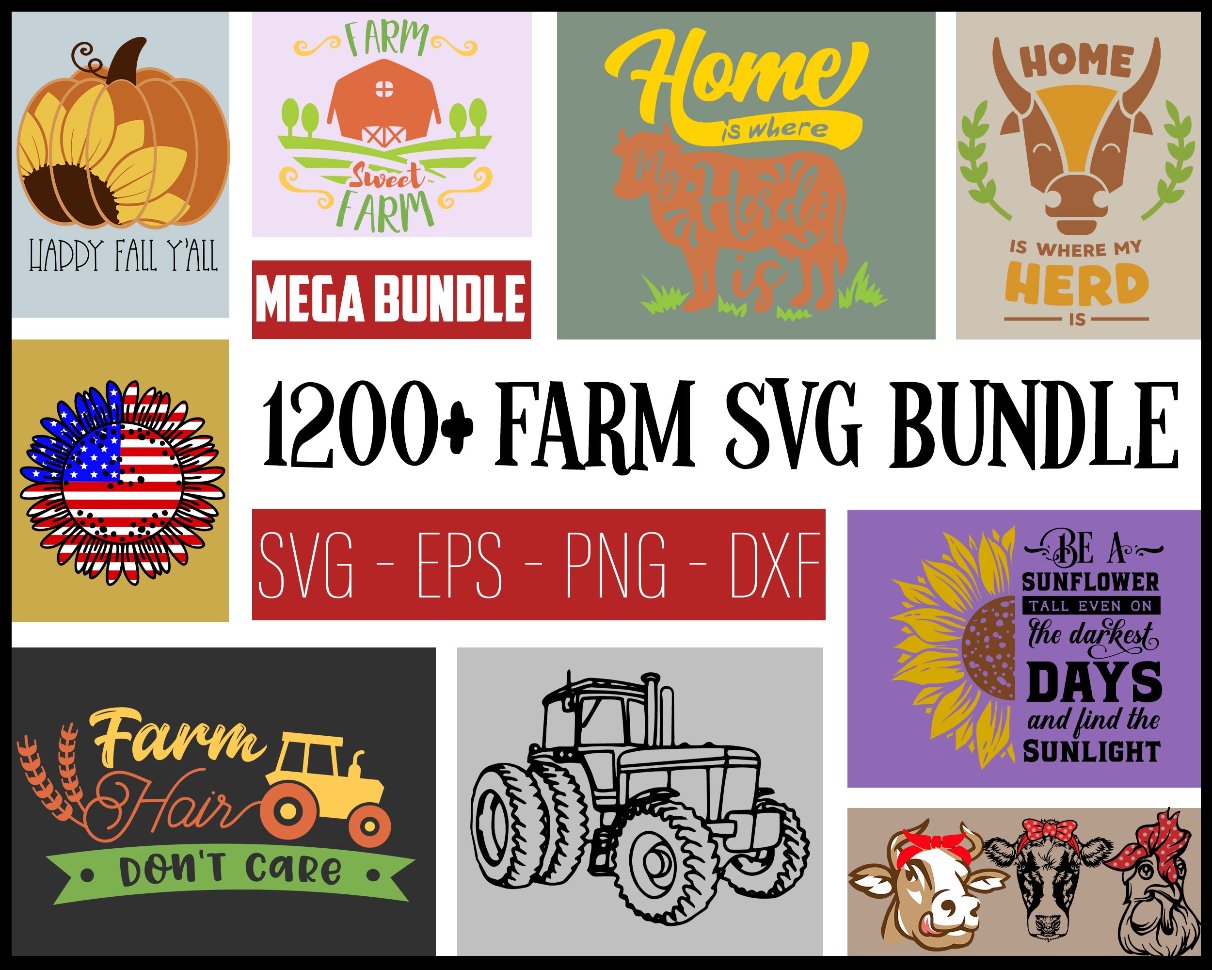 1200+ Farm SVG Bundle 1.0 Digital Dowload, Bundle svg, eps, png, dxf