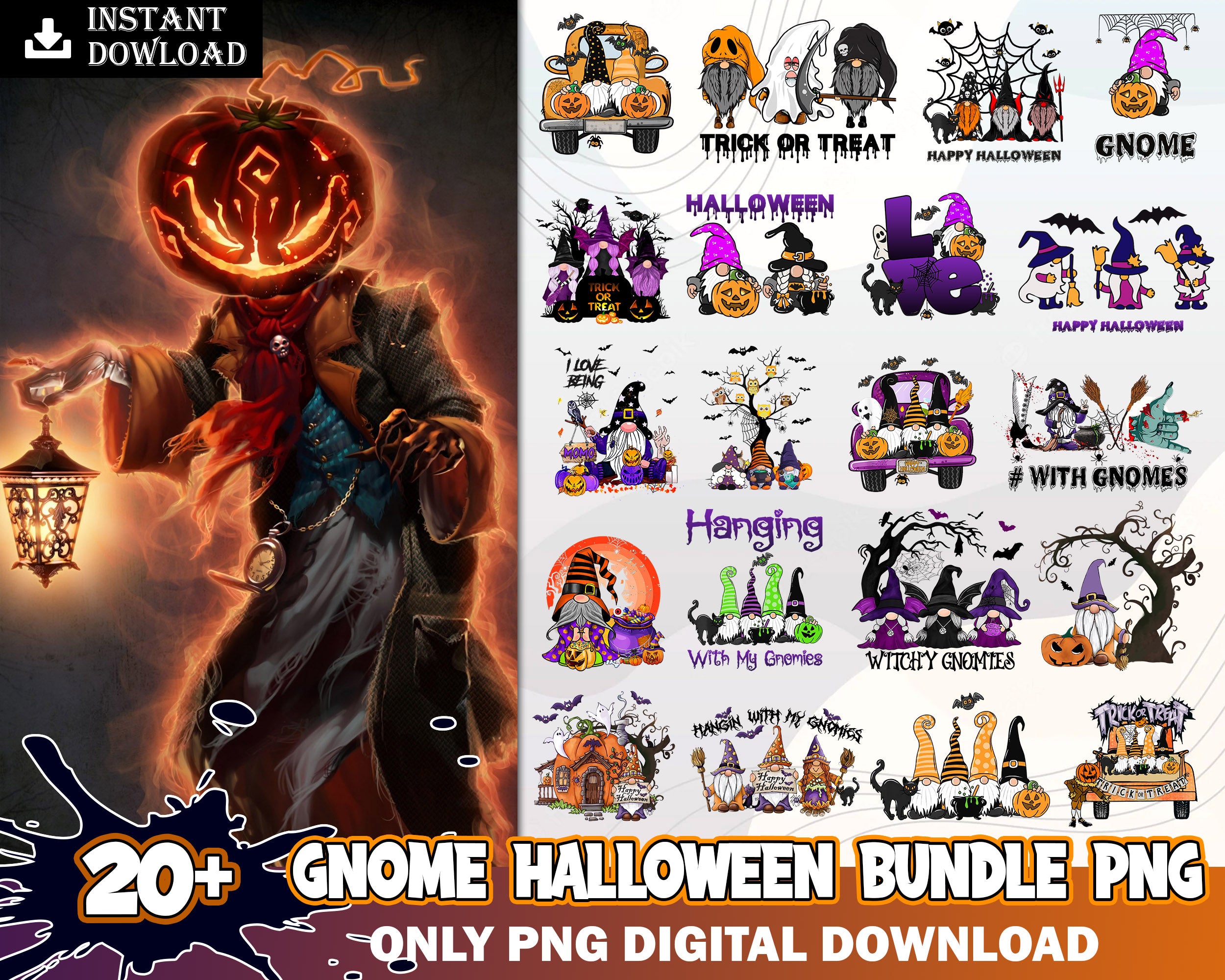 Gnome Halloween bundle png, Halloween ghouls PNG, images, Digital file, Instant download