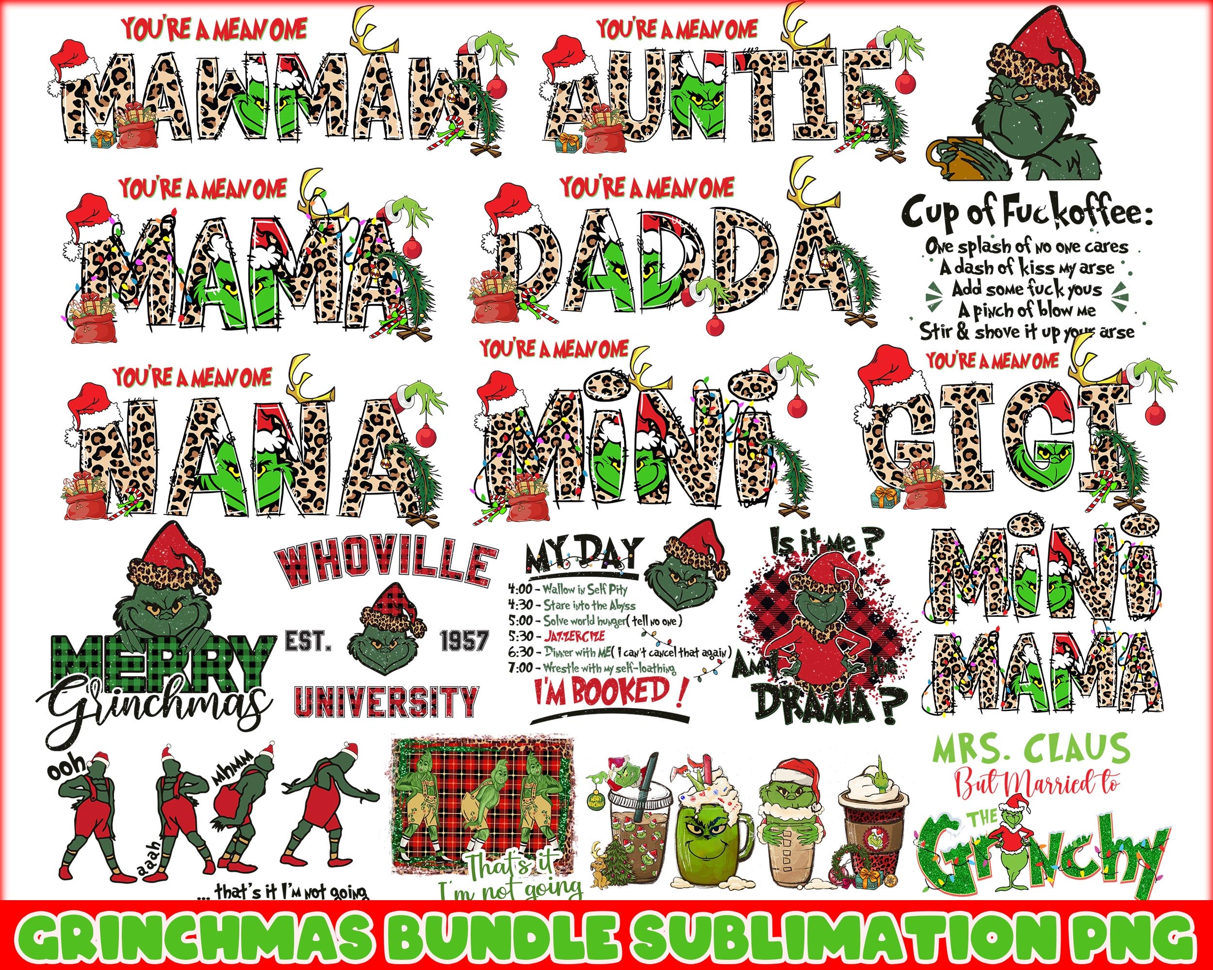 Grinch Christmas Bundle PNG, Grinchmas 2022 sublimation bundle, digtial files CRM29112205