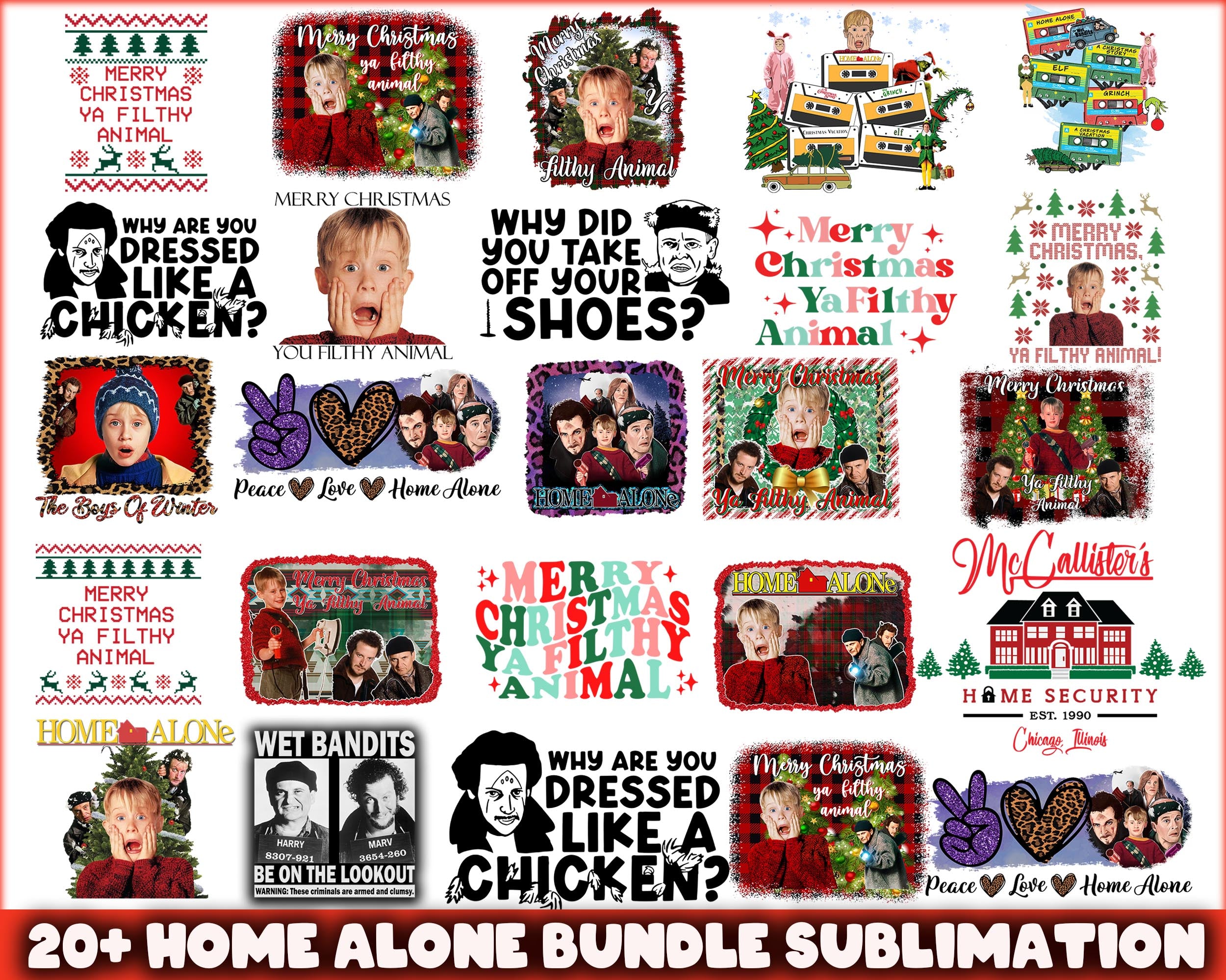 20+ Home Alone bundle, Christmas characters PNG bundle, Christmas sublimation CRM29112211
