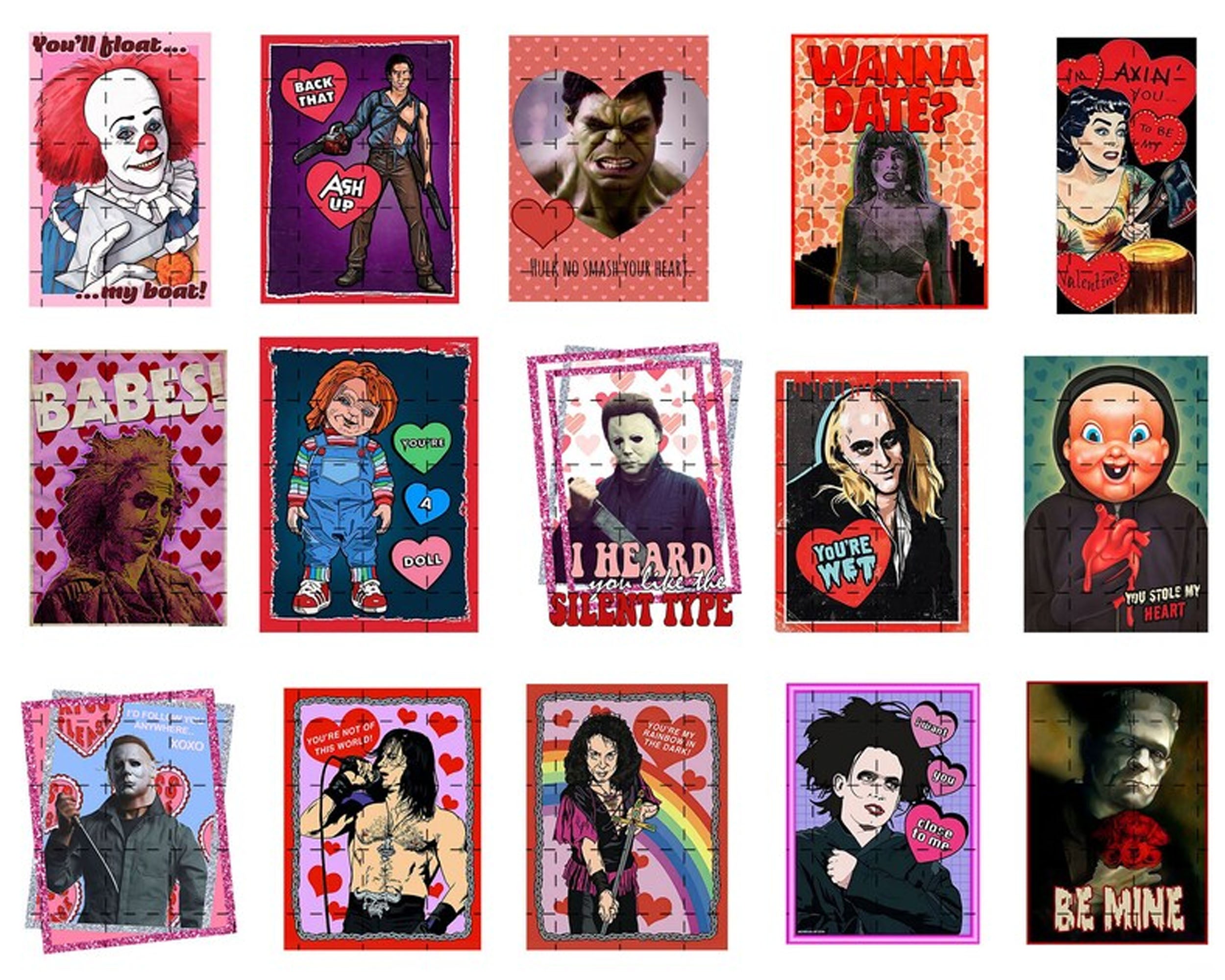 30+ Horror Valentine PNG Bundle, Valentine Horror Movie Png, Valentine's Day Png, Instant Download