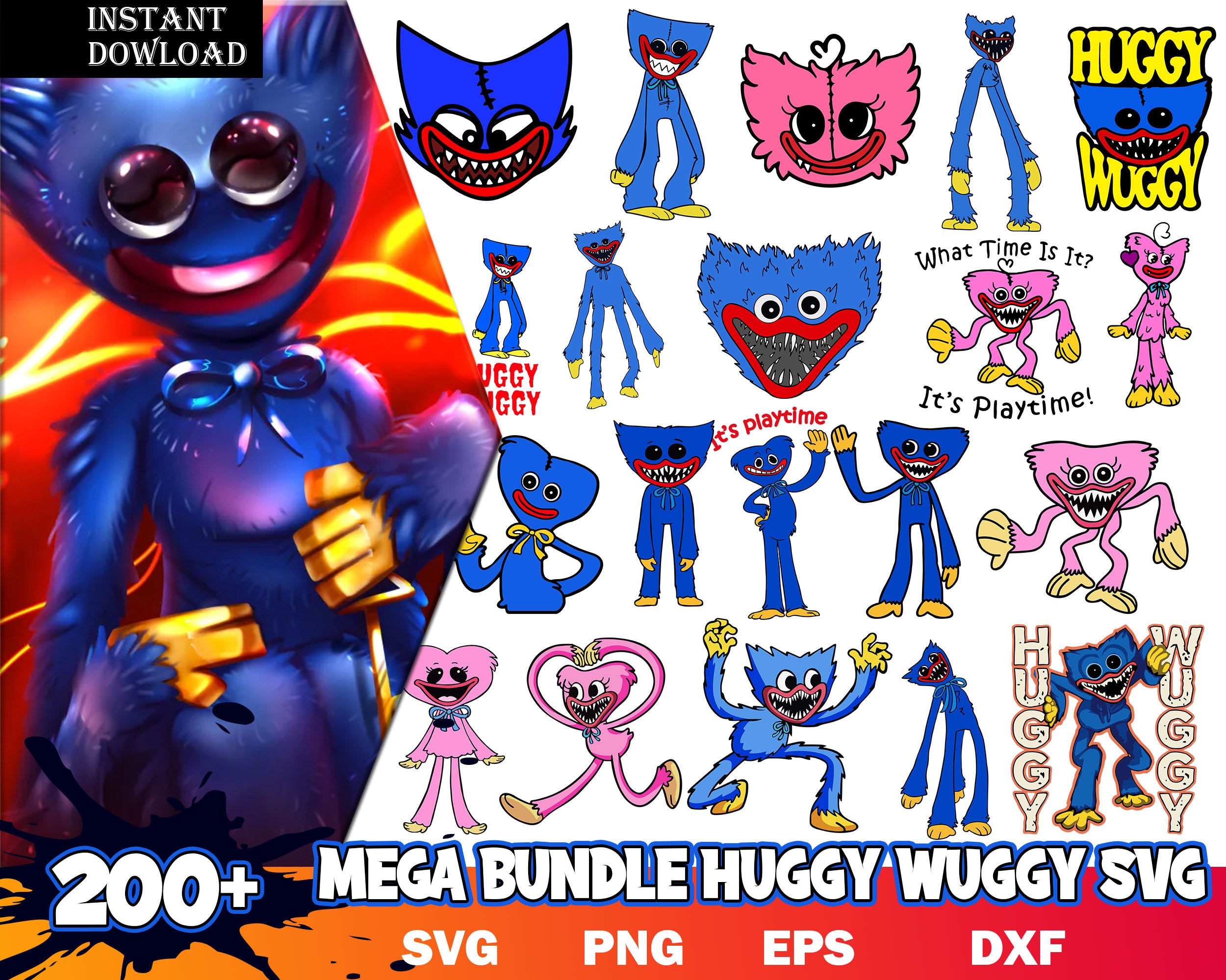 200+ Mega Huggy Wuggy SVG bundle, Wuggy svg files, Gaming characters svg, Digital file