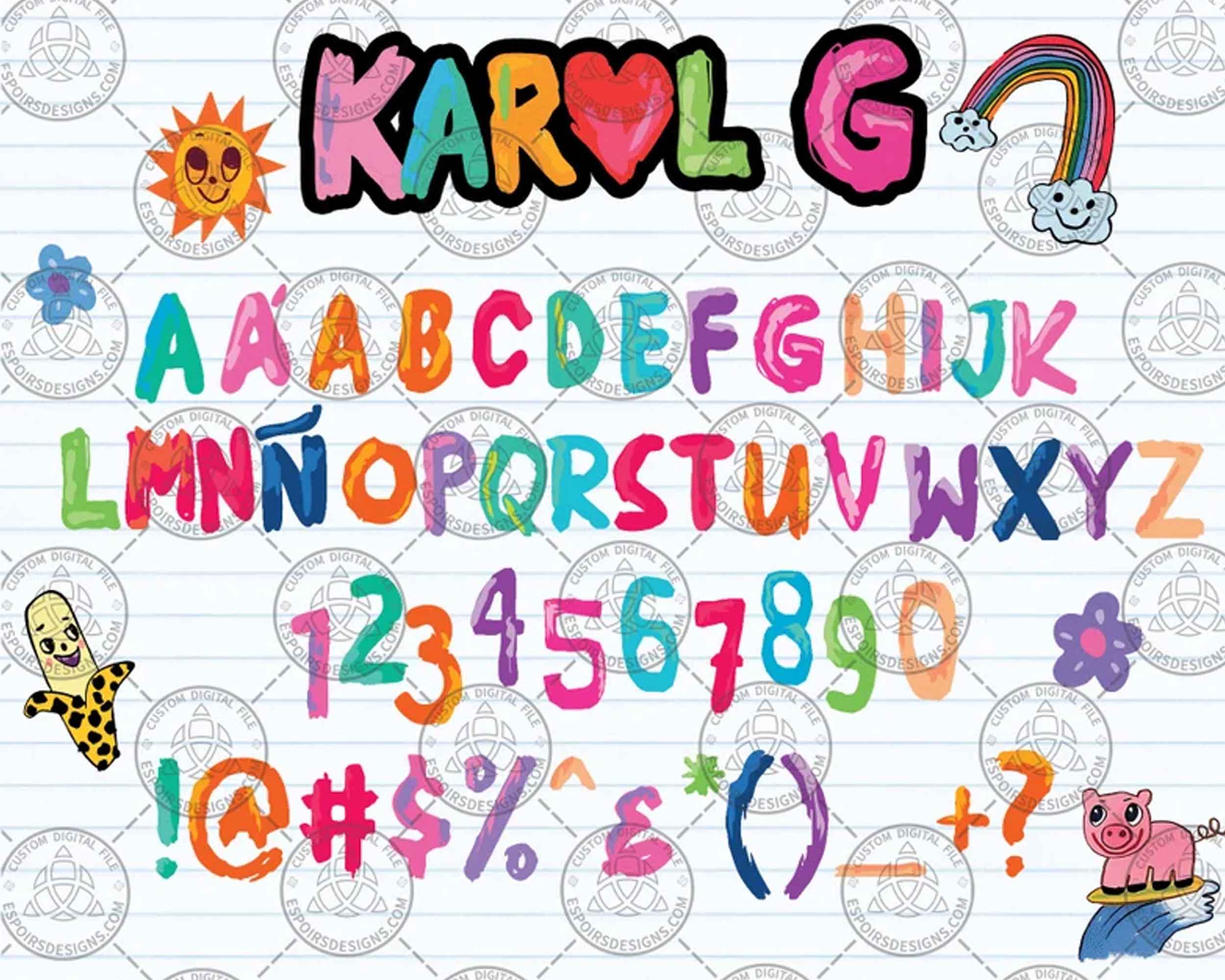 Karol G Alphabet Svg Png, Karol G Svg, Karol G New Font, Mañana Será Bonito Png, Karol G Svg, Cricut Digital Download