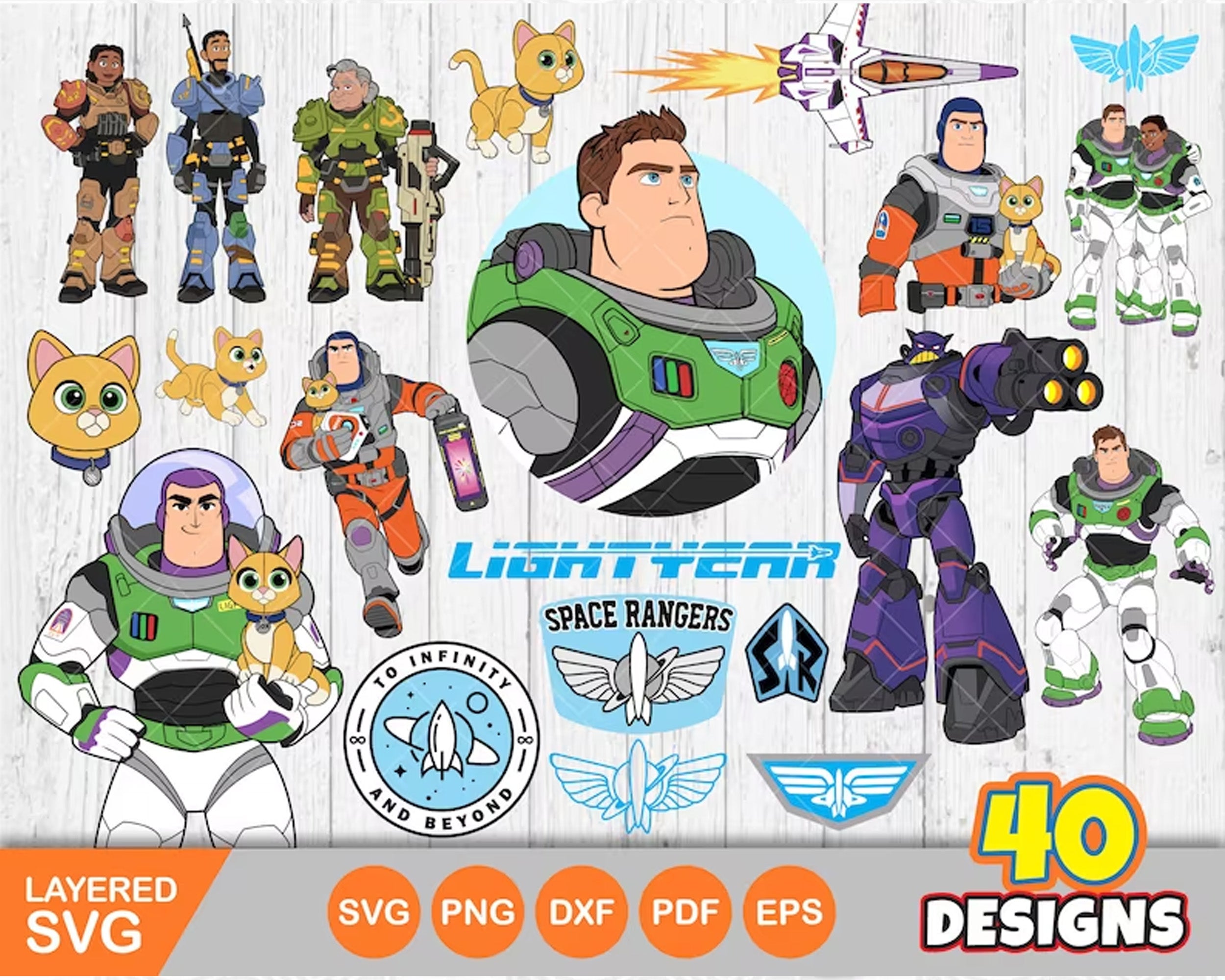Lightyear SVG Layered Images Clipart PNG Instant Digital Download Buzz Lightyear cat Sox cricut shirts crafts