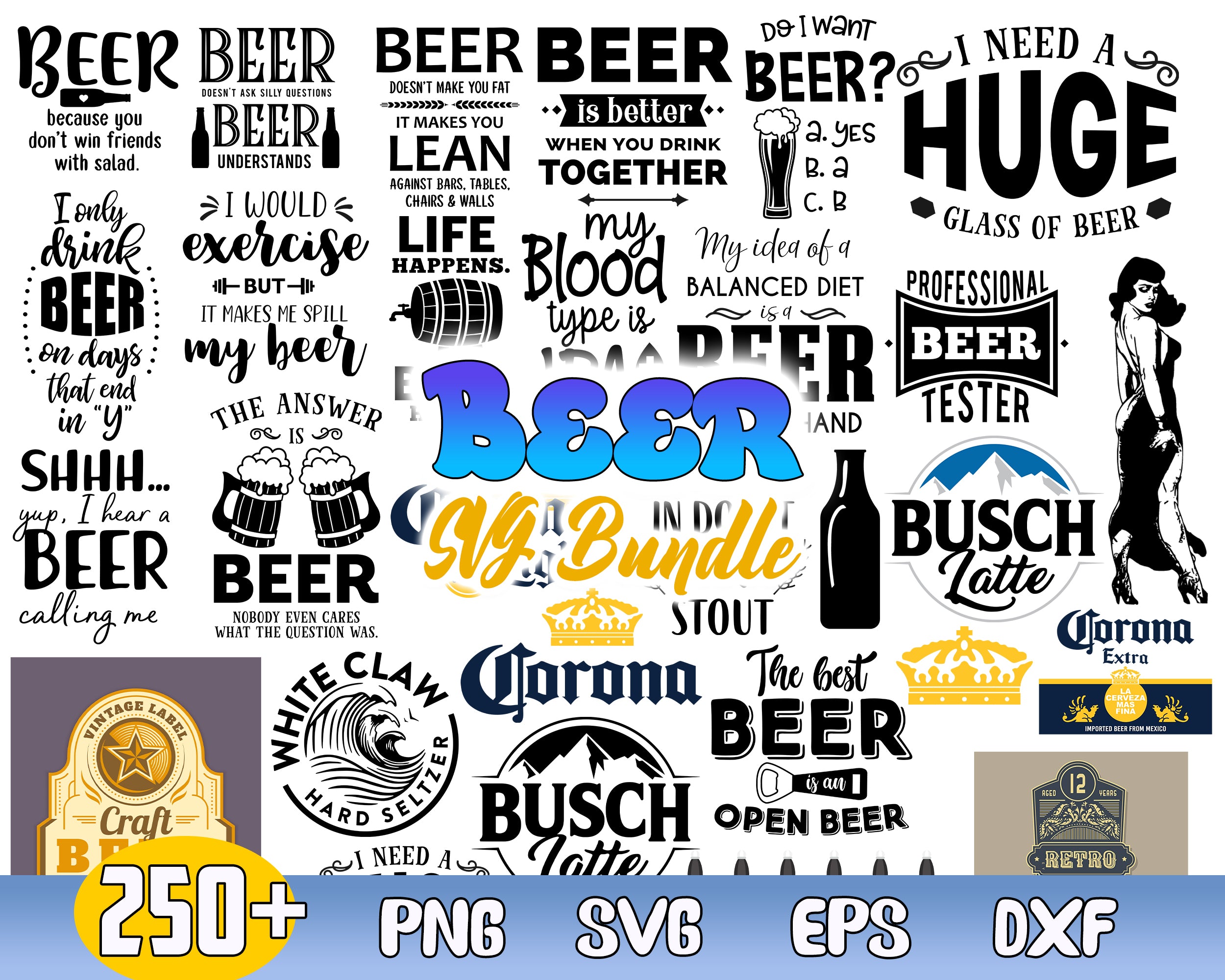 200+ Beer bundle svg, png, eps, dxf for cricut and print