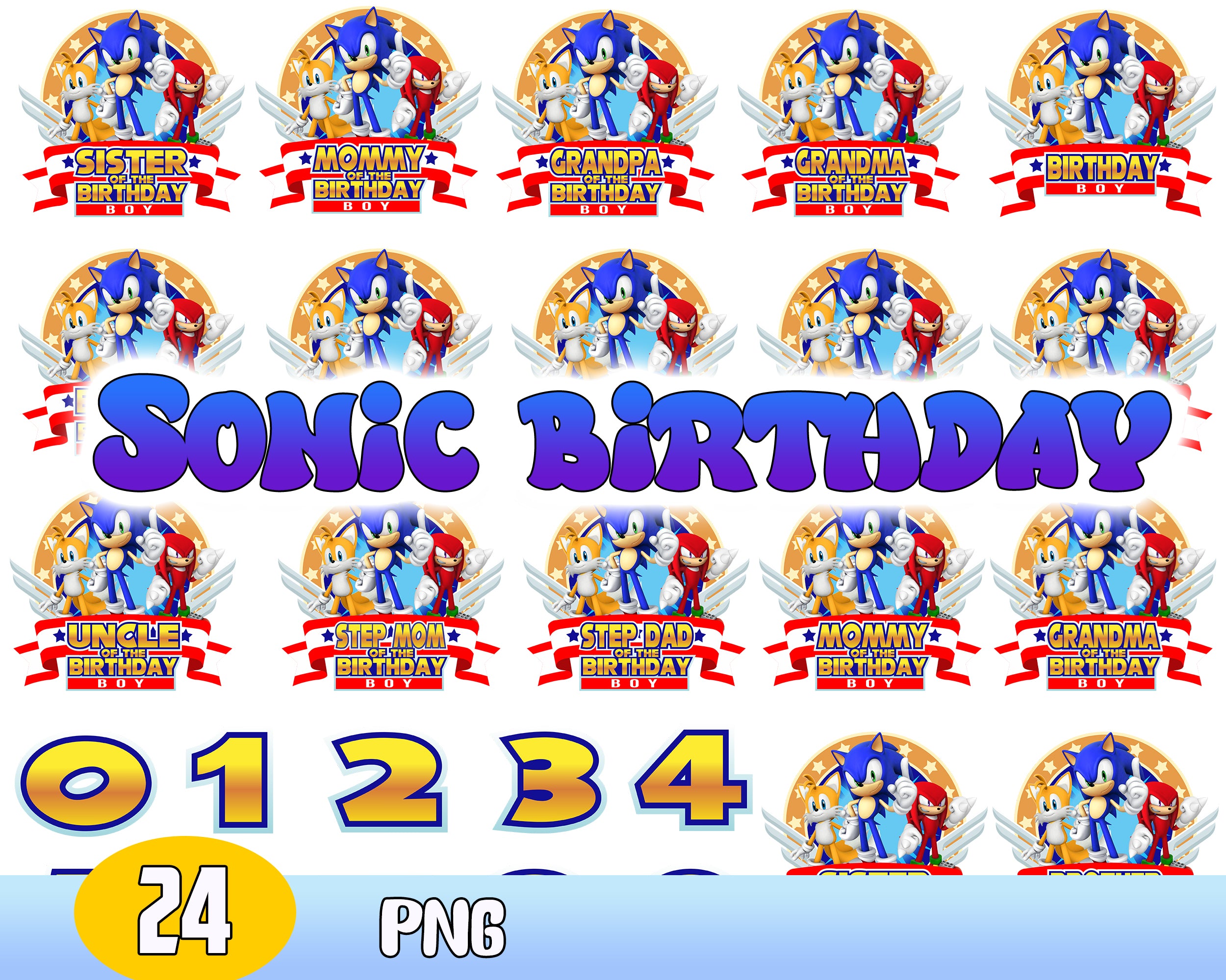 Sonic The Hedgehog Digital File PNG Transparent Background Party Birthday T-shirt Cap Hoodie Characters