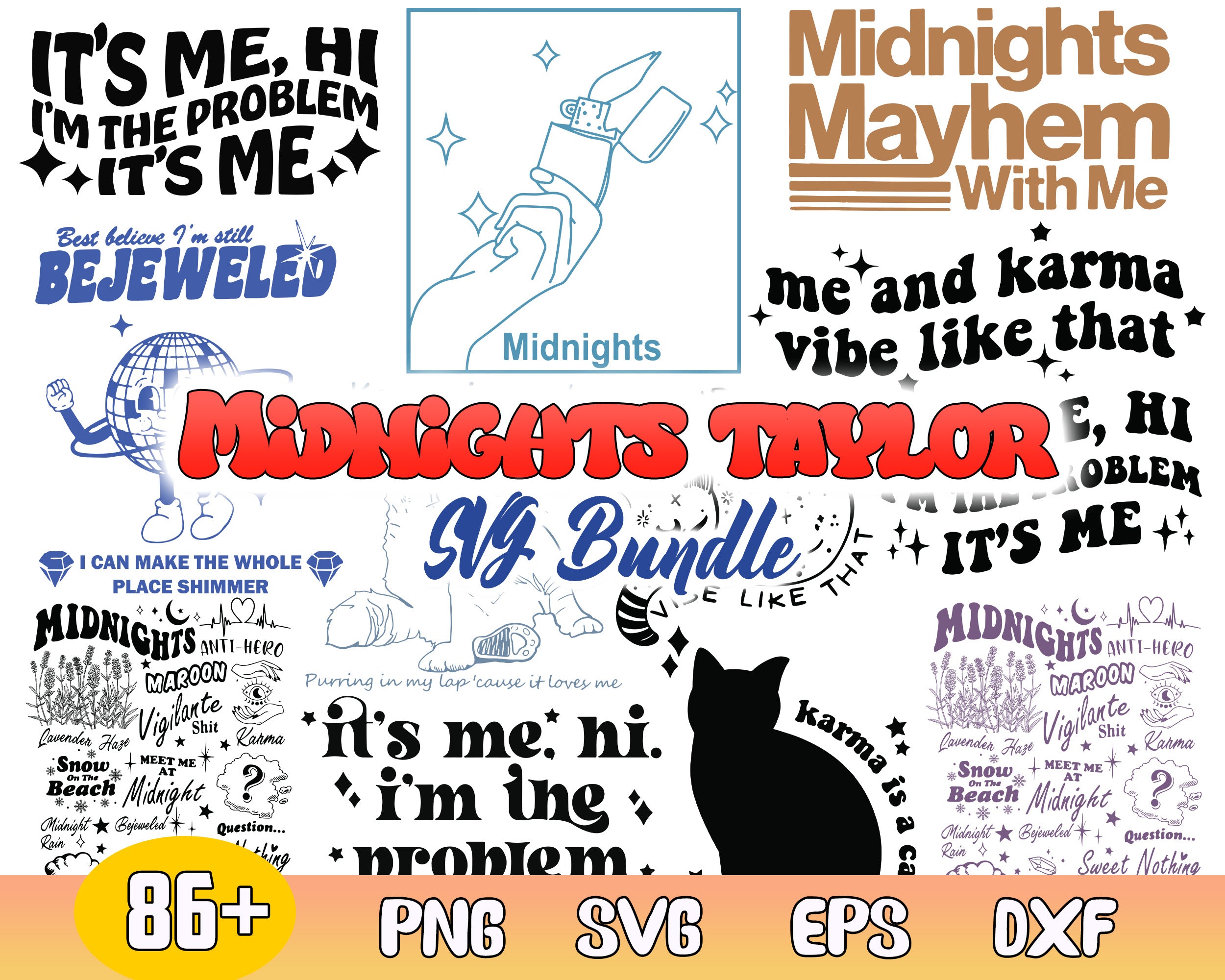 85+ Midnight SVG bundle, Taylor Midnight bundle, Taylor Swift new album Inspired SVG PNG EPS DXF, TS Cut File, Sublimation - Digital download