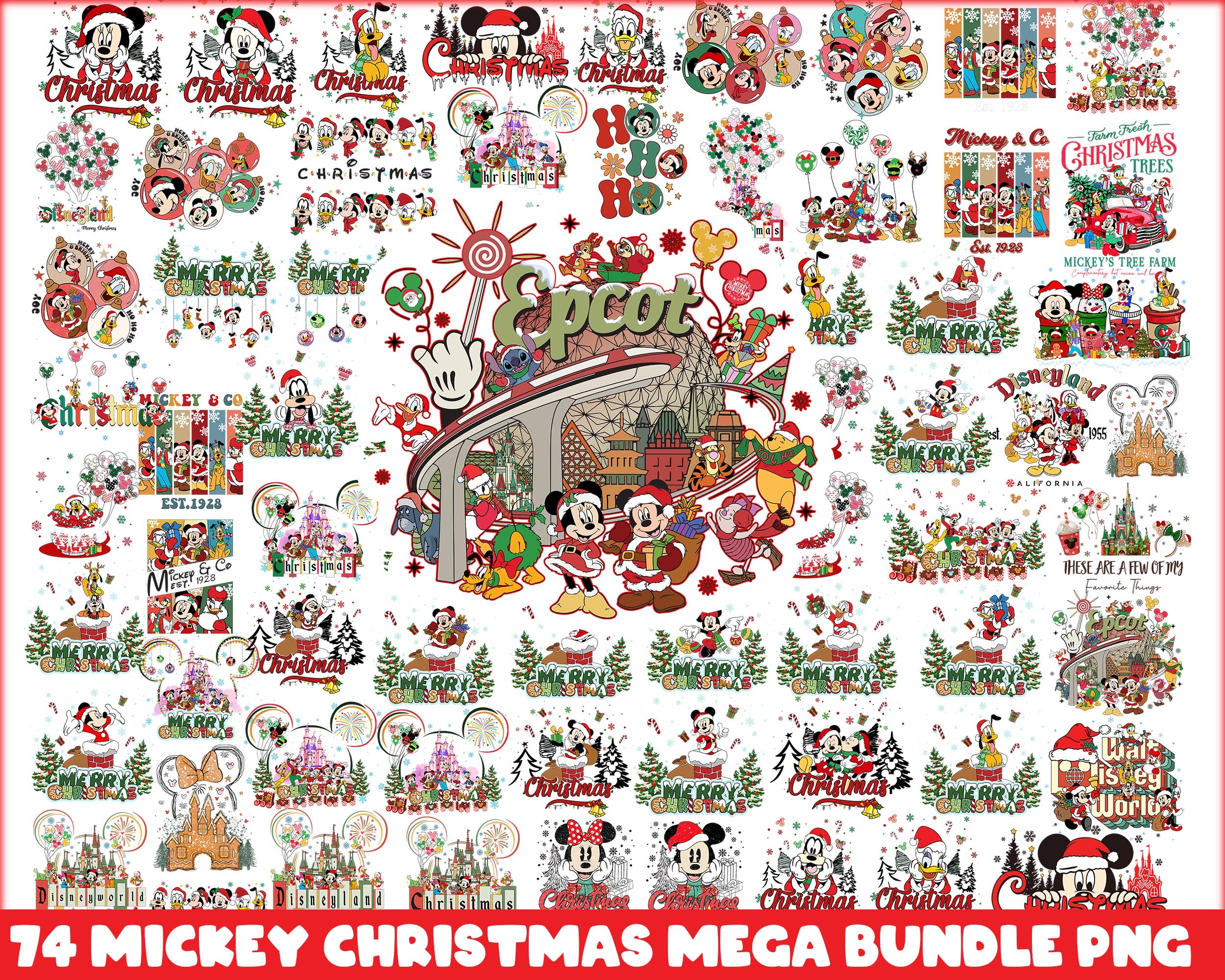 74 Mickey Christmas Bundle, Christmas Svg, Mickey Svg, Cricut File, Disney Svg Bundle, Png, Eps, Dxf  CRM25112201