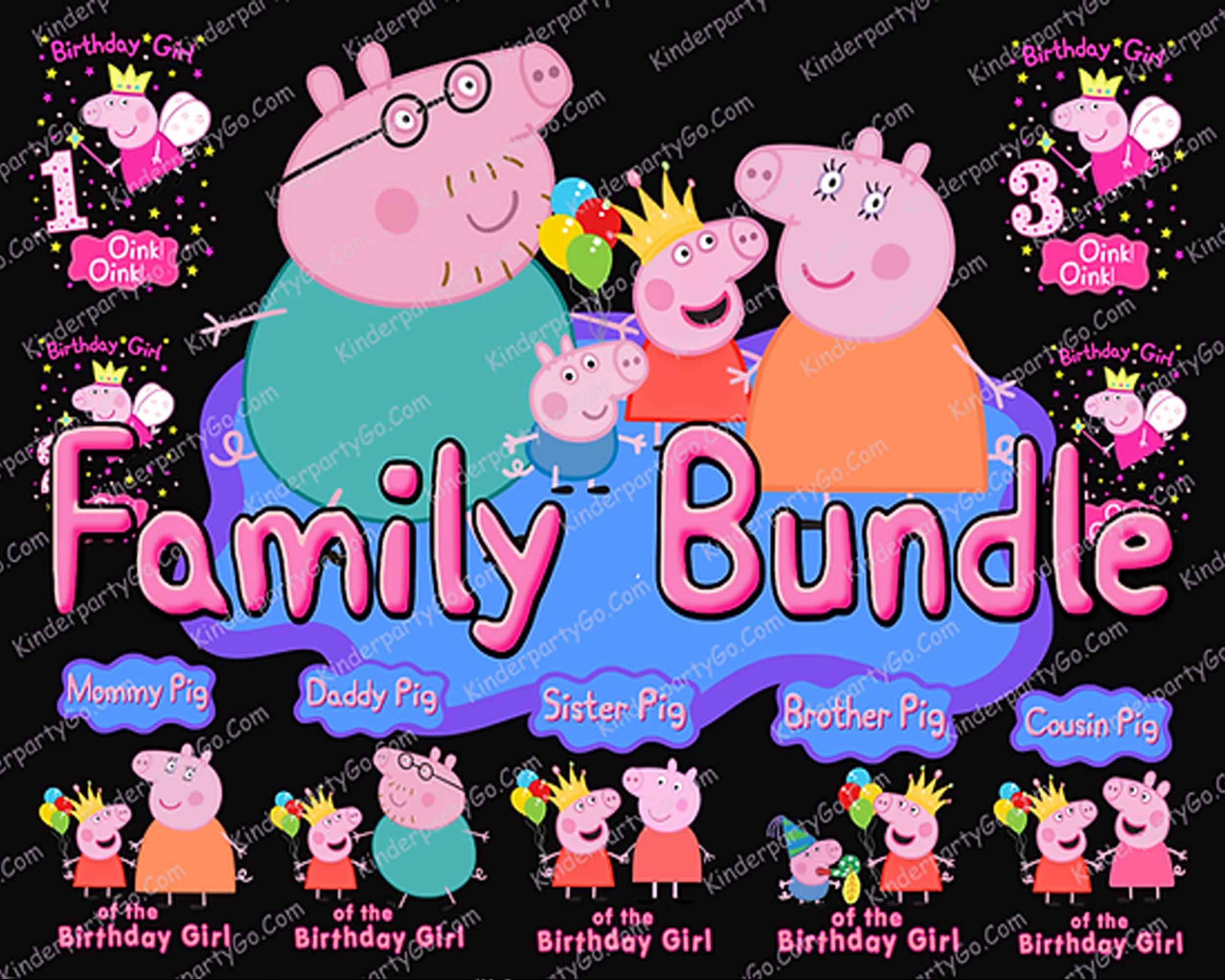 Peppa pig bundle, Peppa Pig PNG Bundle, Bundle family - Digital download