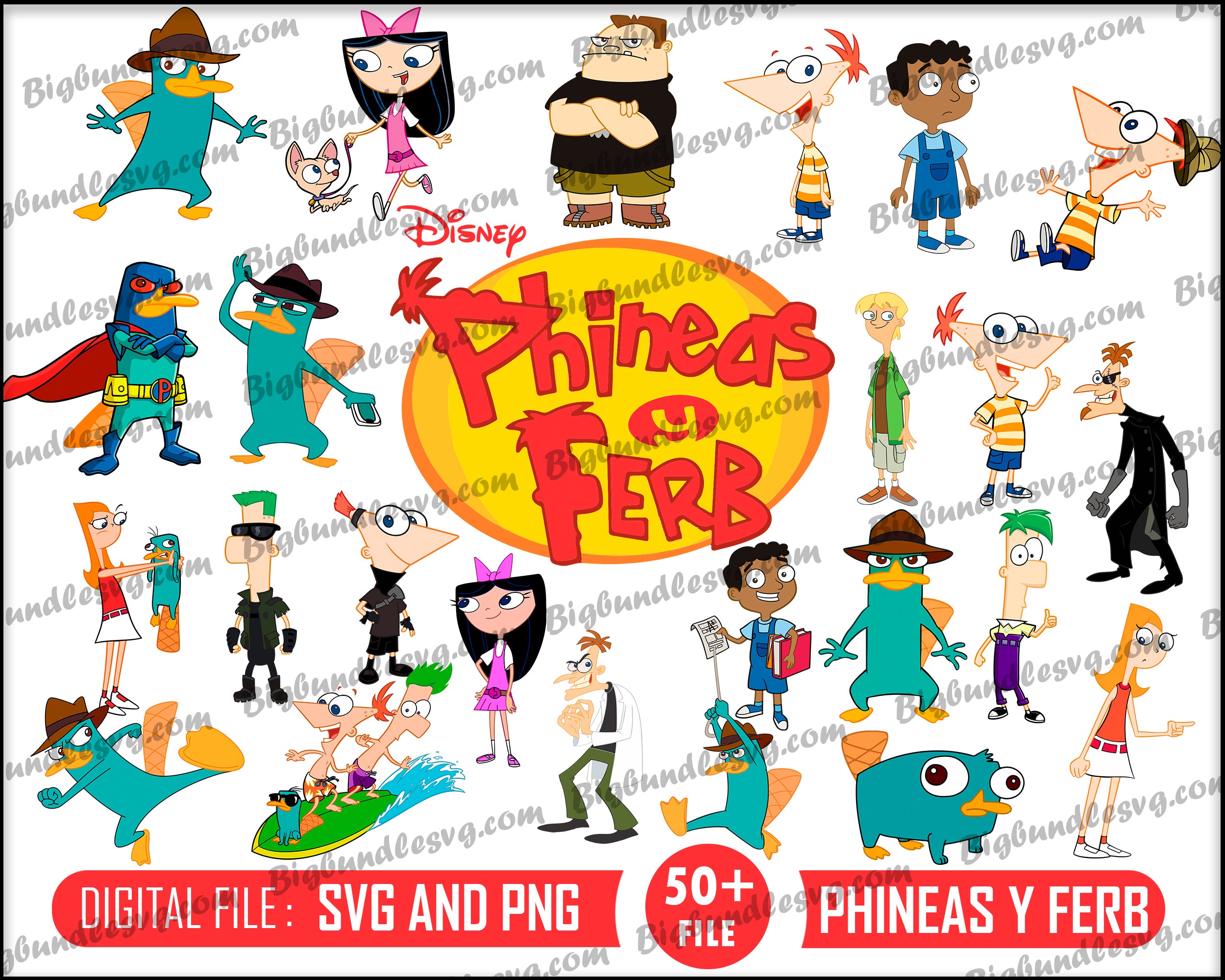 Phineas y Ferb svg bundle - Digital download