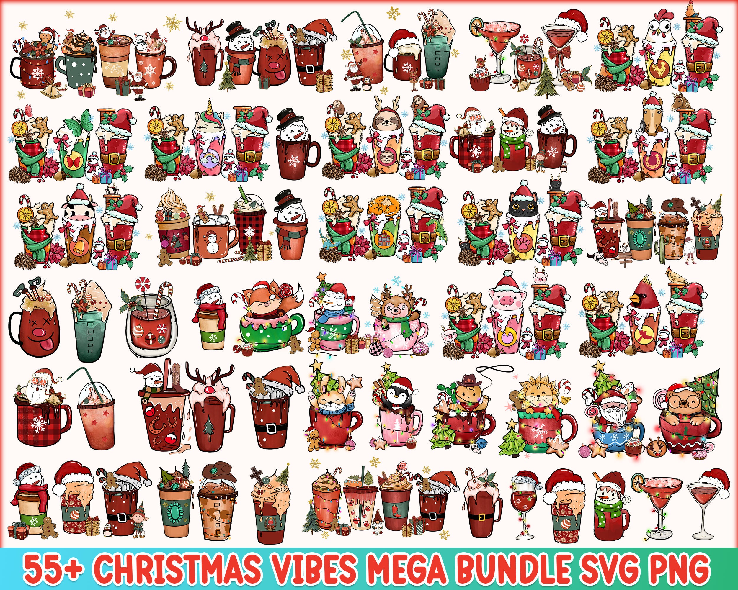 55 Christmas Vibes SVG PNG, Christmas SVG PNG bundle, Christmas digital bundle, Designs bundle, Digital files, CRM02112207