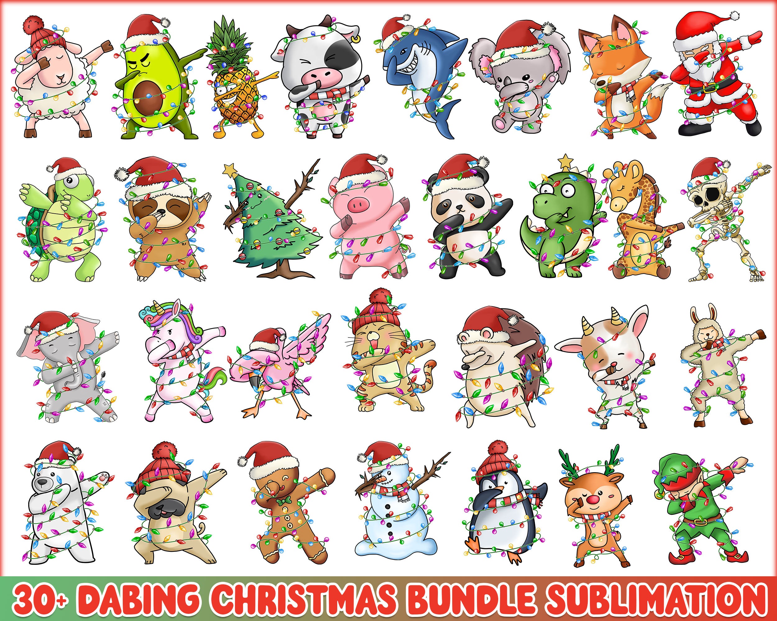 Dabbing Christmas PNG, Christmas PNG bundle, Christmas digital bundle, Designs bundle, Digital files, CRM02112208