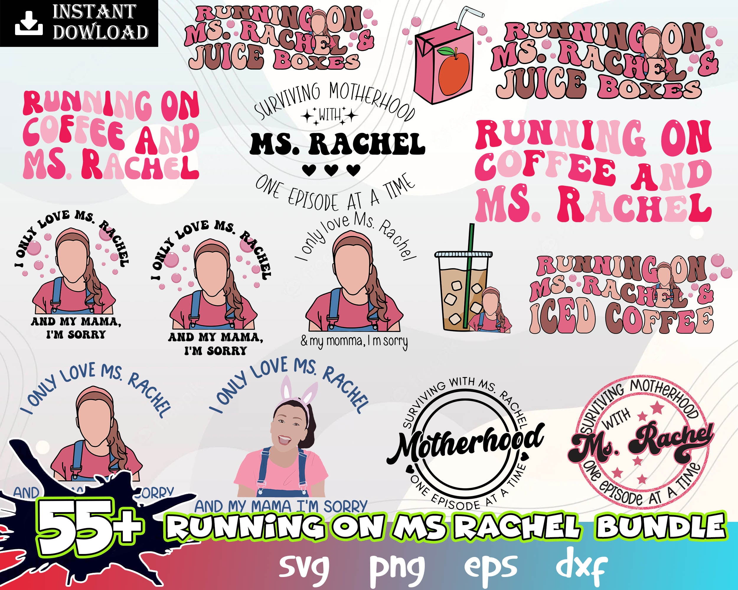 55+ Running On Ms.Rachel And Iced Coffee Juicebox Chicken Nugs Png Bundle, Trendy Design Png, Kids Design , Digital Download, CUSTOM FILE