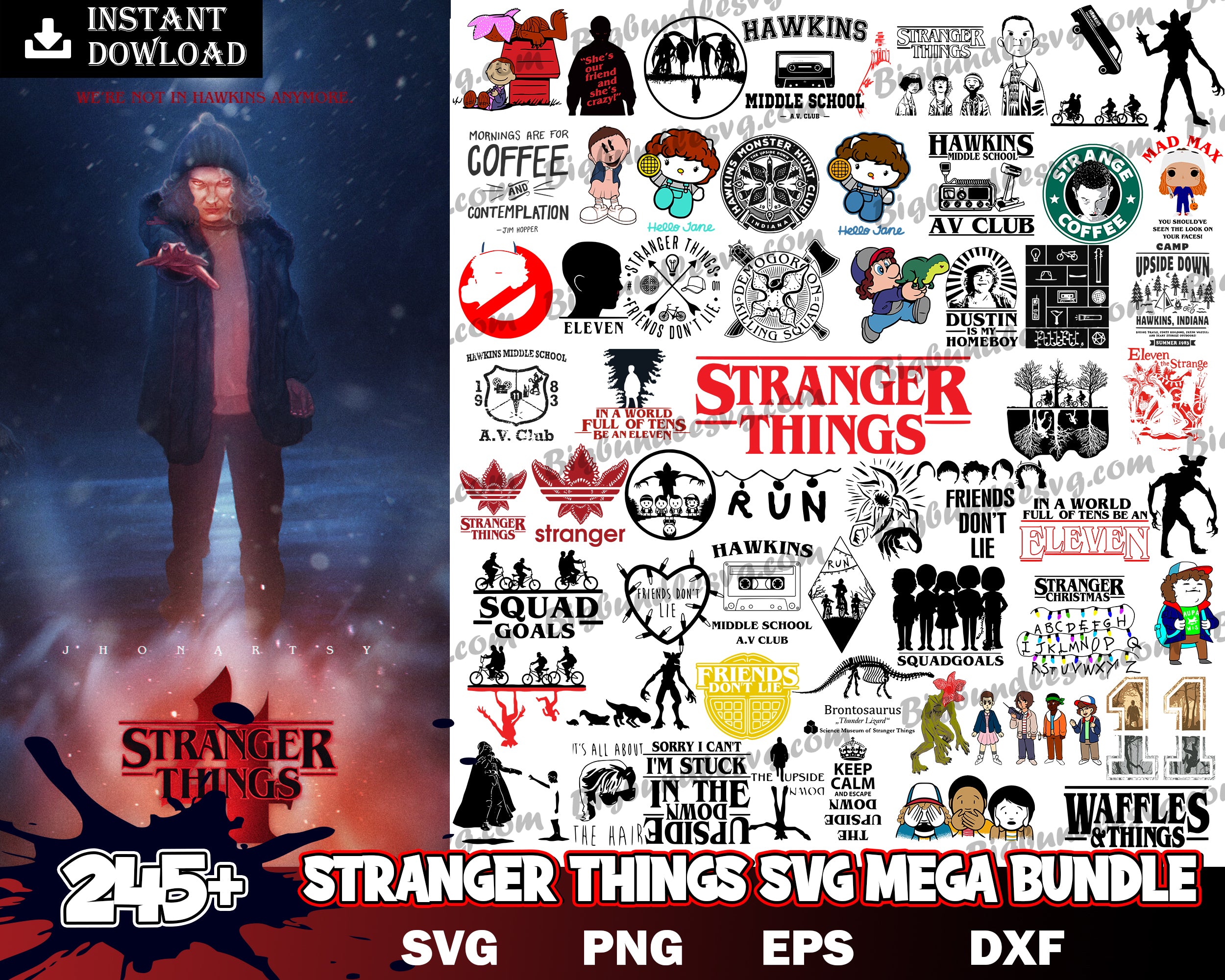 245 Stranger Things SVG Bundle, Stranger Things PNG Bundle, Stranger Things Bundle, Stranger Things Cut Files, Stranger Things Prints