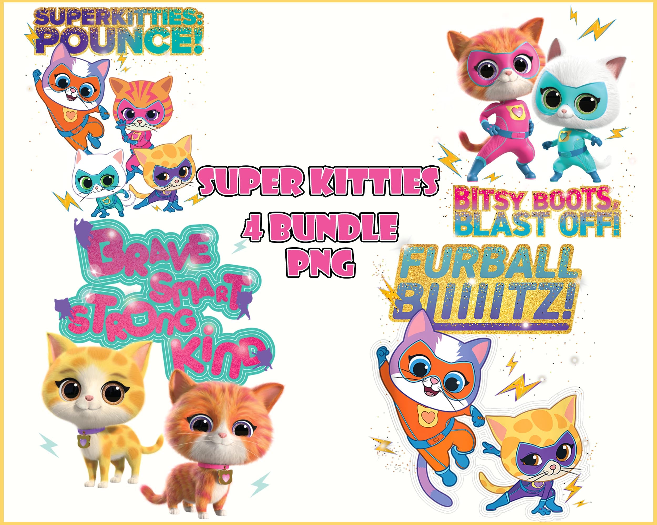 Super Cats Pounce Hero Kitties PNG - Digital Download