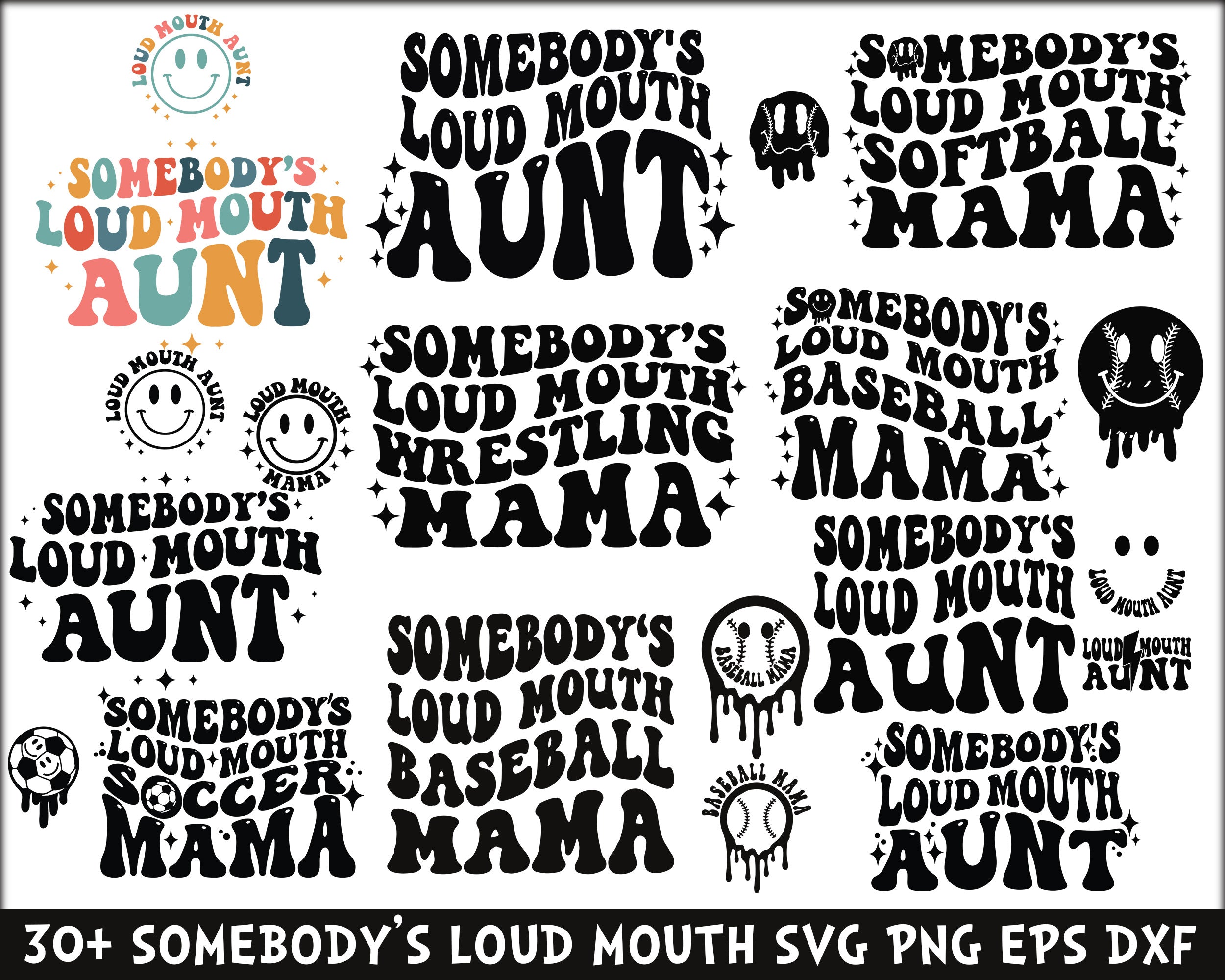 Somebody's Loud Mouth Aunt Svg, Somebody's Loud MOUTH Aunt Png, Clipart svg png eps dxf, Digital Download