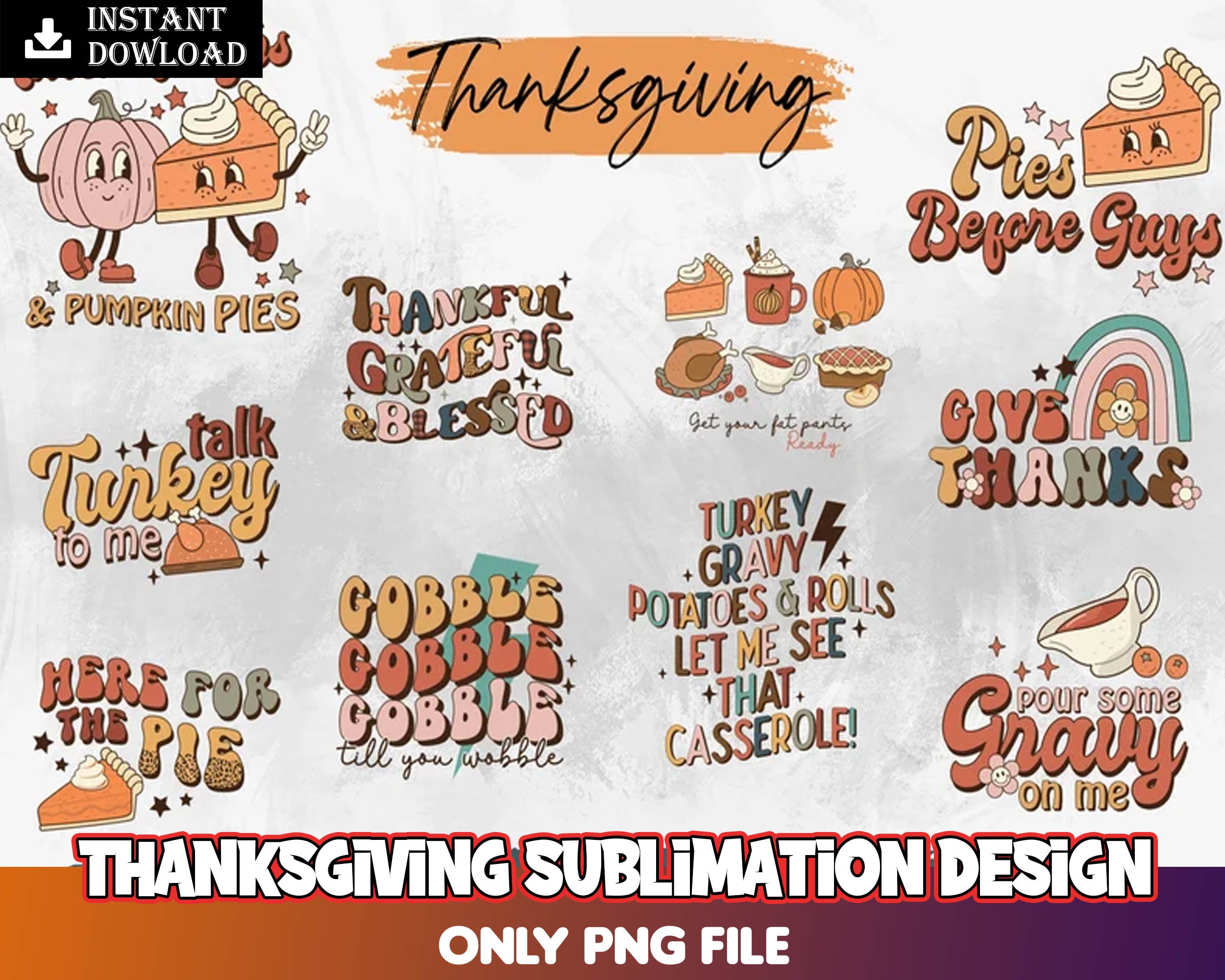 Thanksgiving PNG Bundle, Thanksgiving Shirt, Fall Shirt, Autumn Shirt, Fall PNG Bundle, Pumpkin PNG Bundle