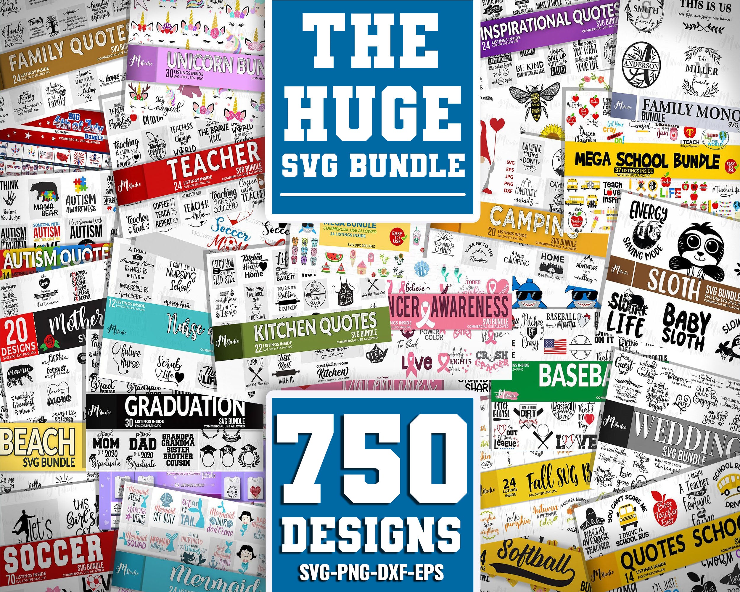 The Huge SVG Bundle, Designs svg, Bundle svg, Silhouette Cut Files,Clipart,SVG Files For Cricut, Dxf, Eps, Png, Cricut, Digital file