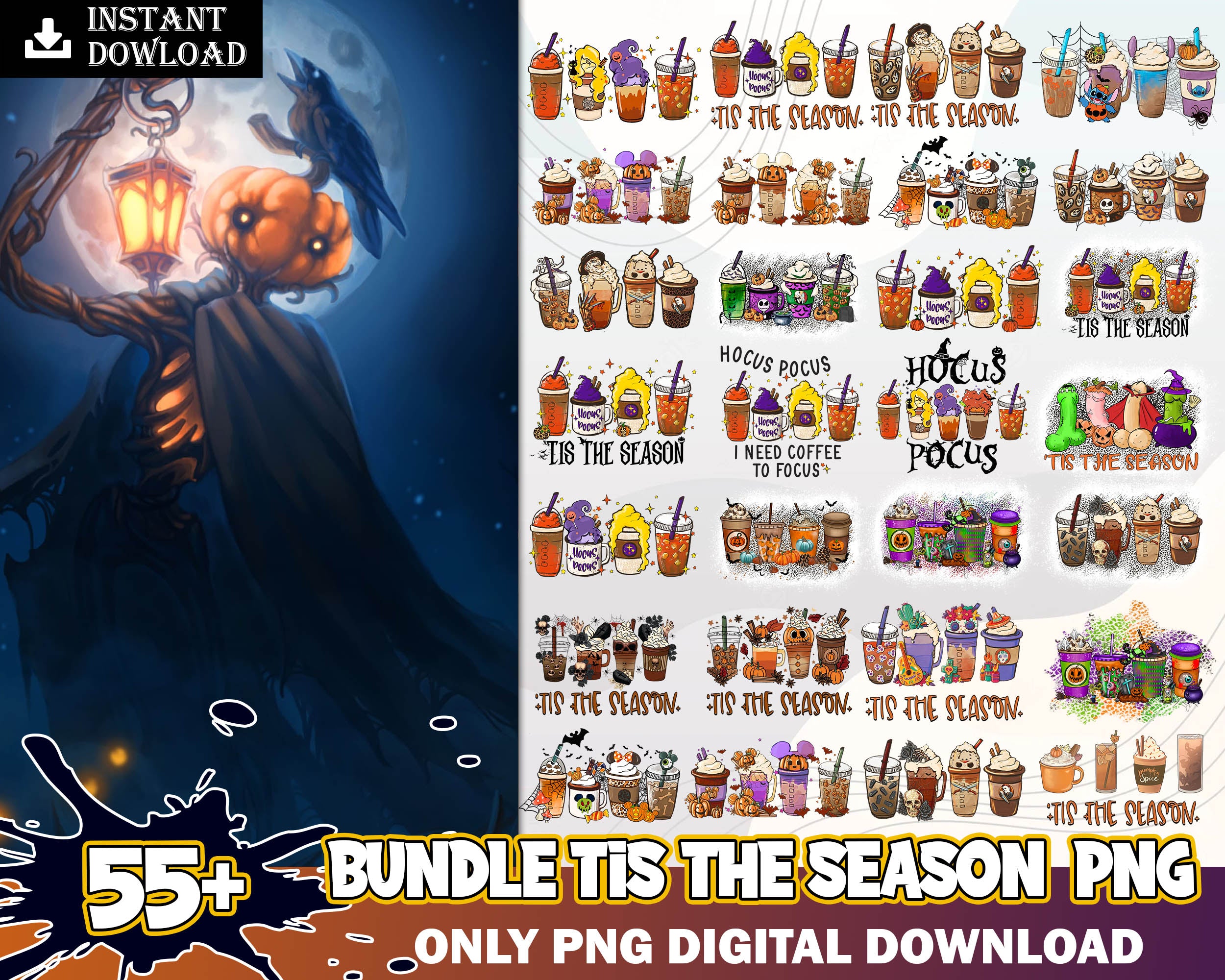 55+ Tis The Season Bundle Png, Halloween Bundle, Bundle 55 Fall season, PNG files for cricut, Digital file, Instant download