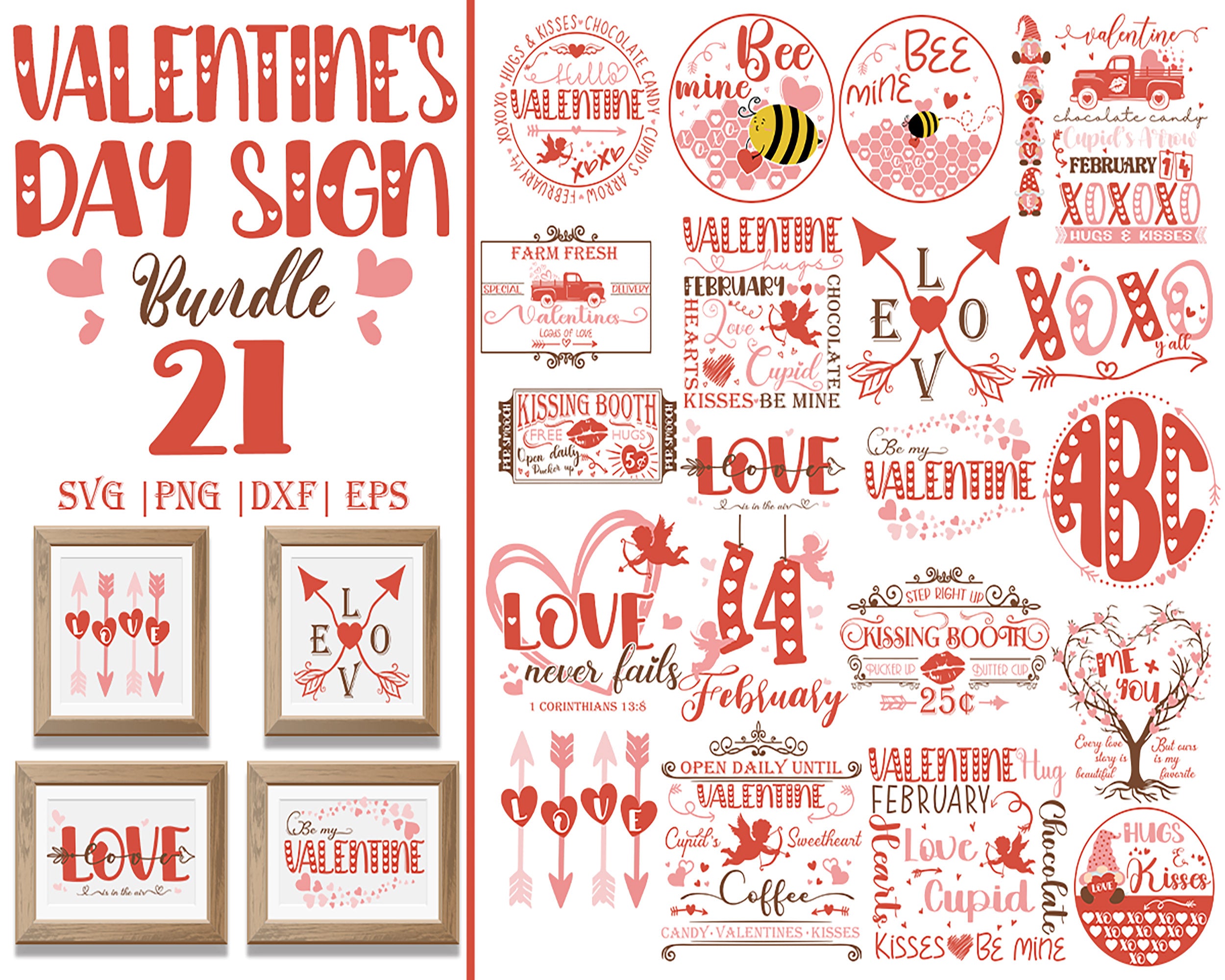 21 Valentine's day sign SVG,  Valentines bundle, Valentine Design Digital Download VLT29122207