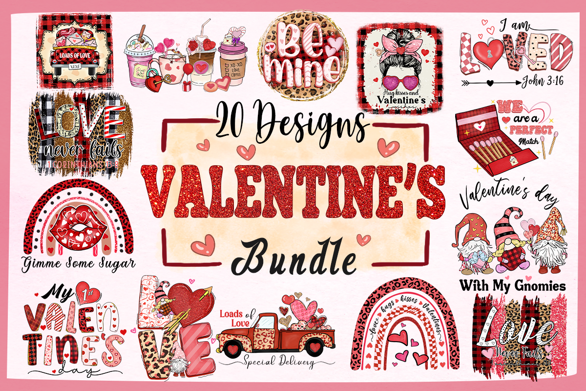 Version 2 - 20 Valentine's day PNG, Valentines Day bundle, Valentine sublimation Design Digital Download VLT15122202