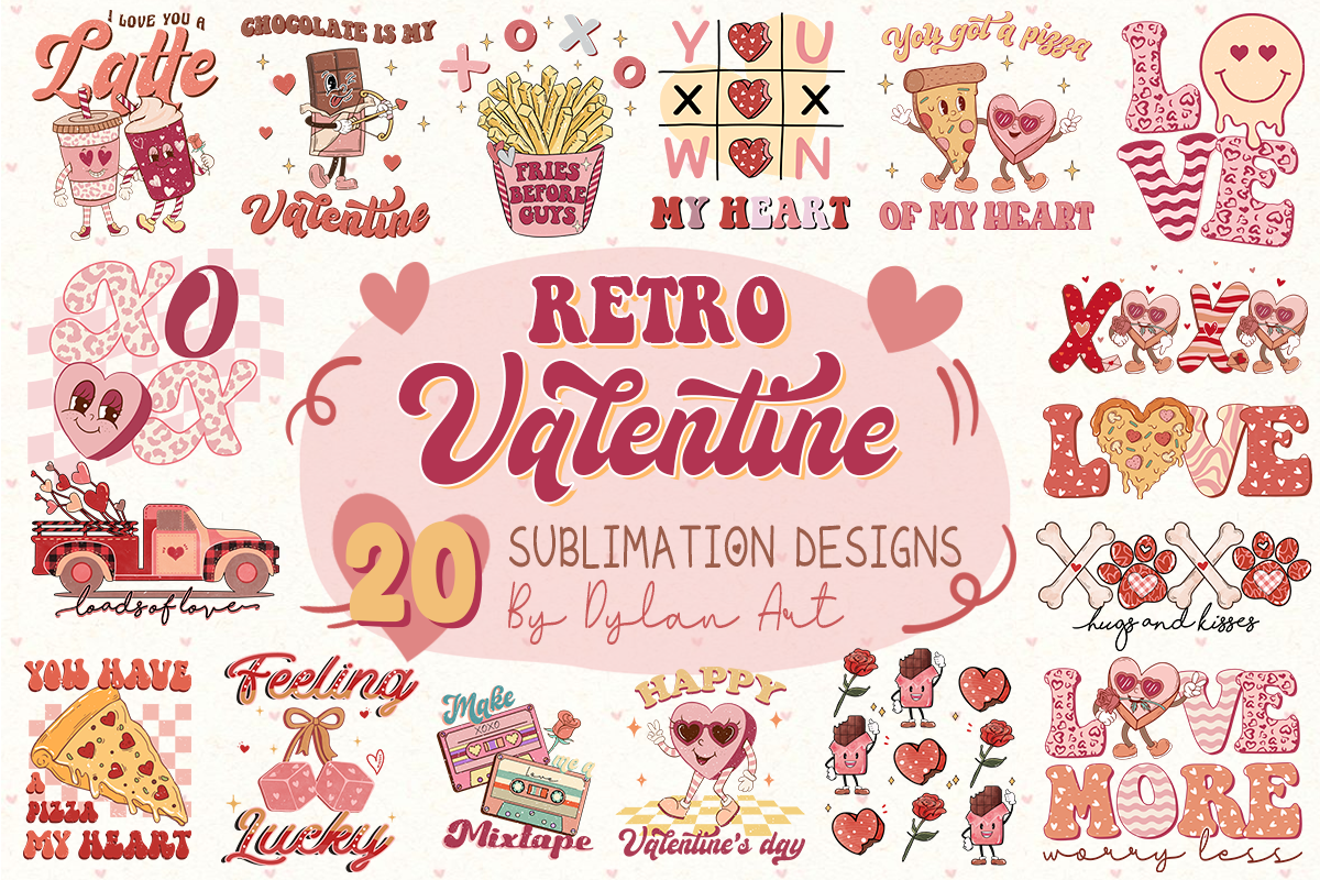 20 Valentine's day PNG, Retro Valentines Day bundle, Valentine sublimation Design Digital Download VLT15122207